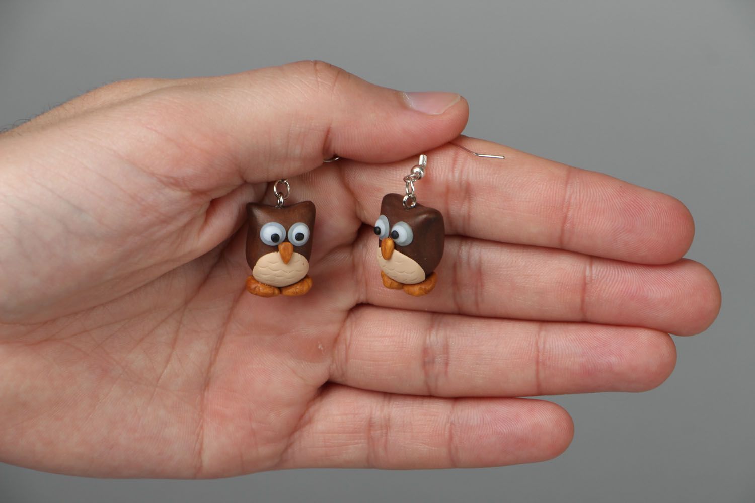 Polymer clay earrings Owls photo 3