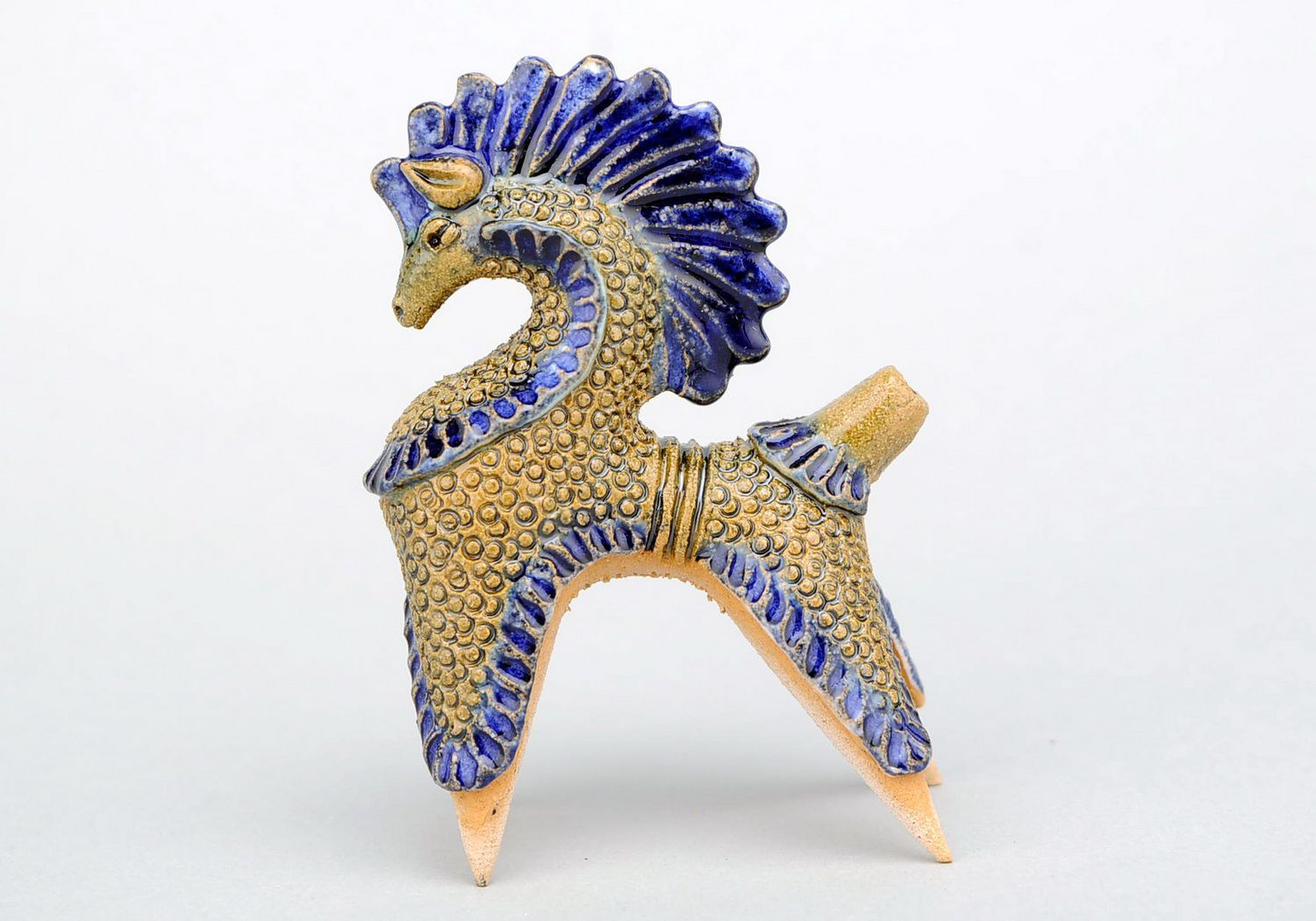 Cheval bleu en céramique photo 4
