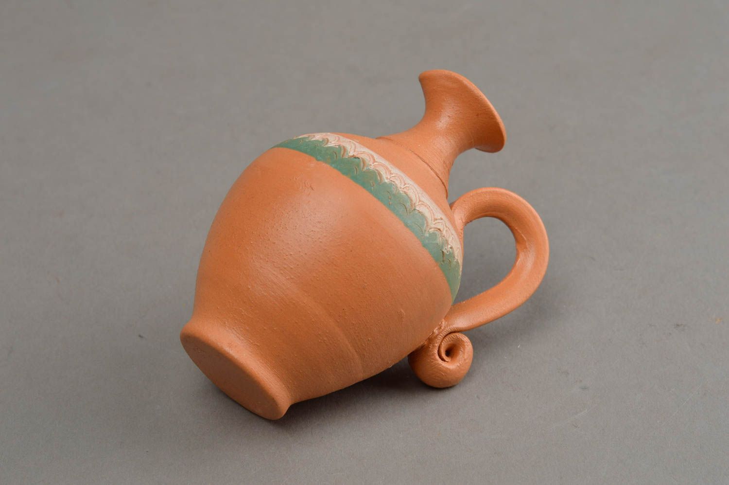 3 inches clay terracotta pitcher vase with handle 0,14 lb photo 4