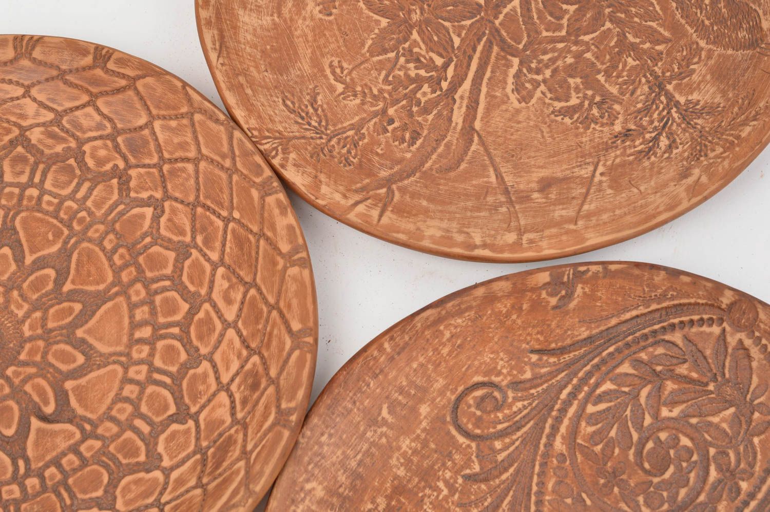 Set of 3 handmade ceramic plates beautiful clay plates table setting gift ideas photo 5