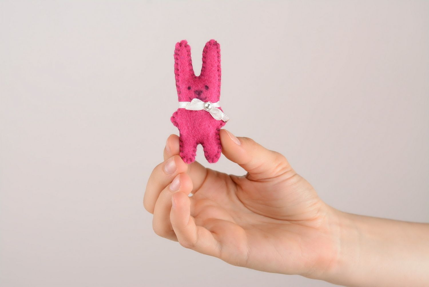 Brooch made of felt Pink Rabbit photo 4