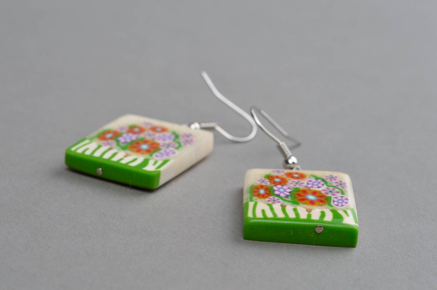 Handmade polymer clay earrings stylish accessory for girls plastic jewelry photo 3