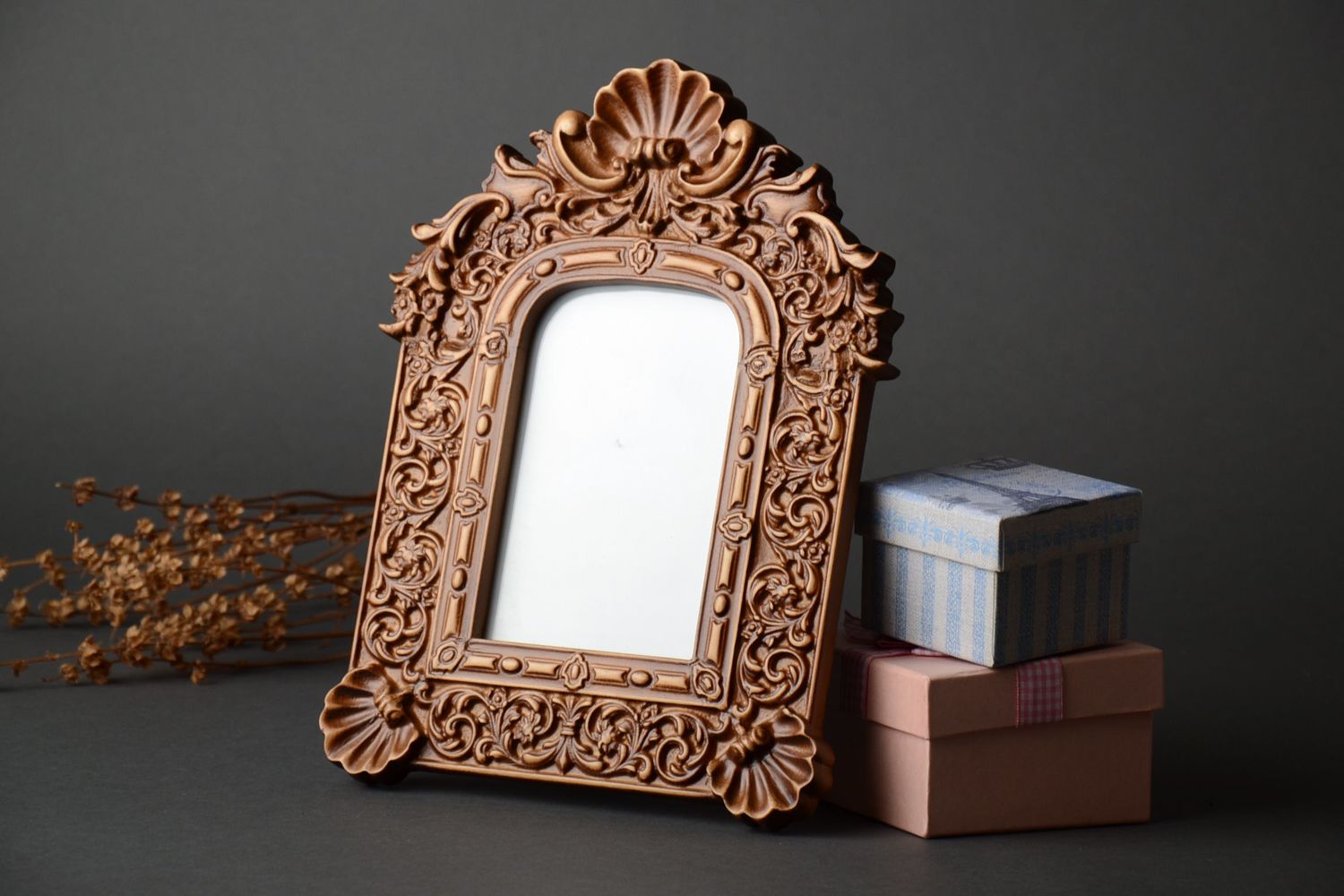 Unusual beautiful carved wooden photo frame photo 1