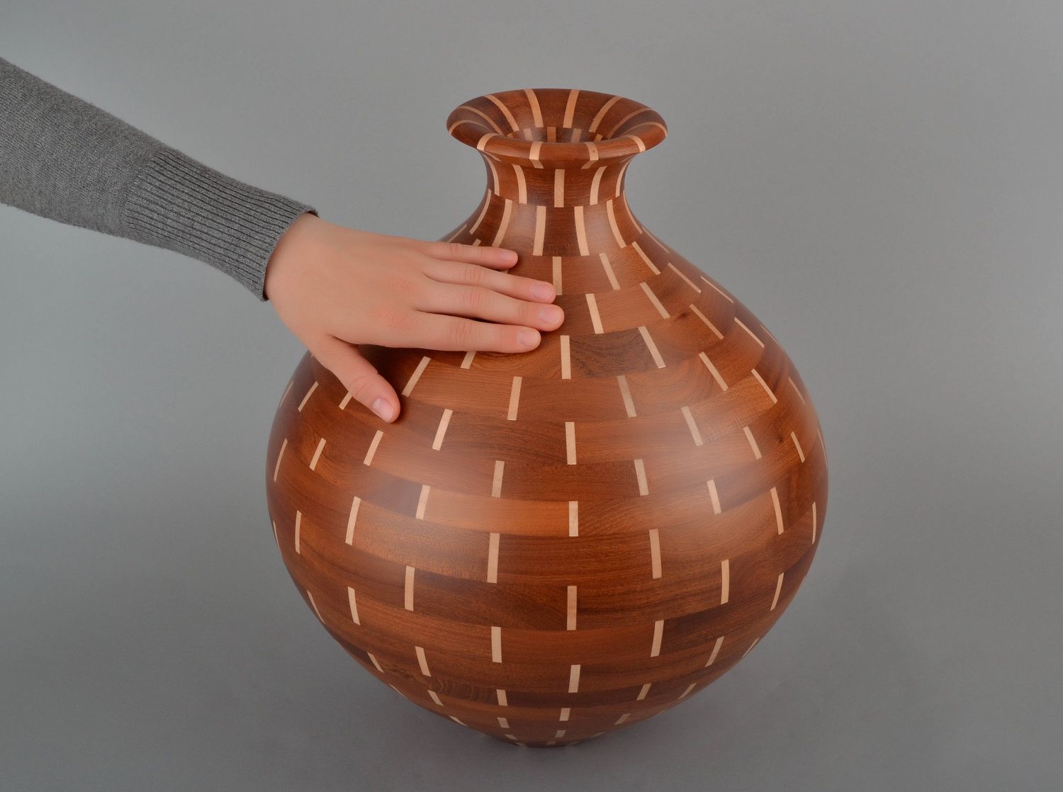18 inches wooden ball shape handmade decorative vase 1 lb photo 4