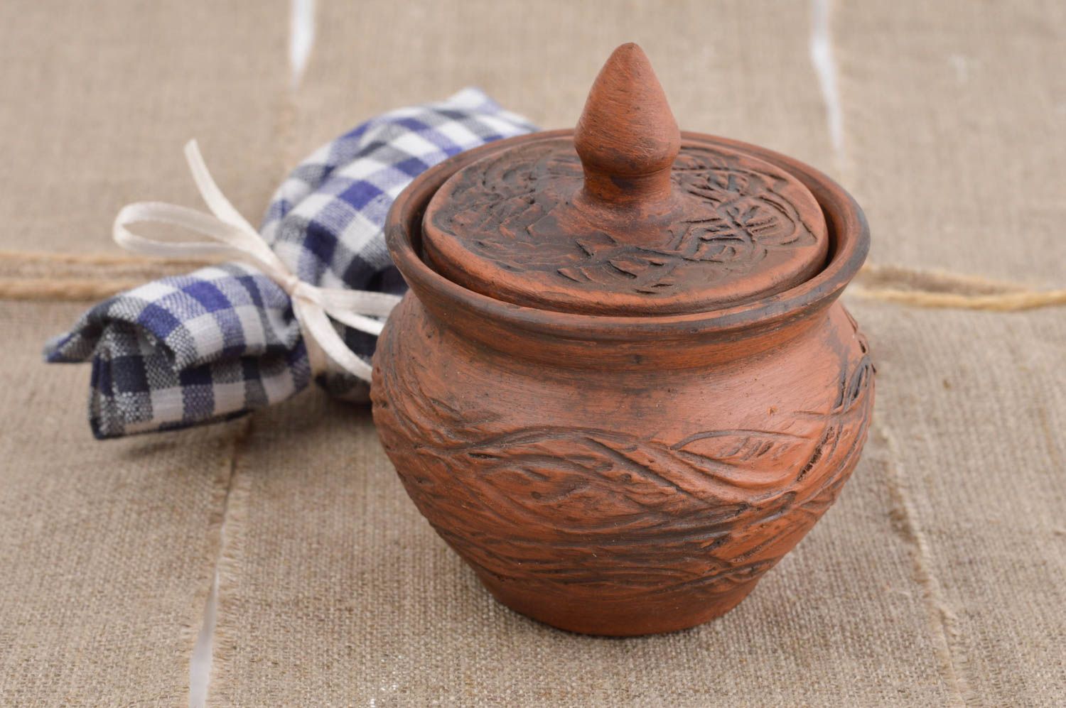 Pote de barro para cocina cerámica artesanal modelada elemento decorativo foto 1