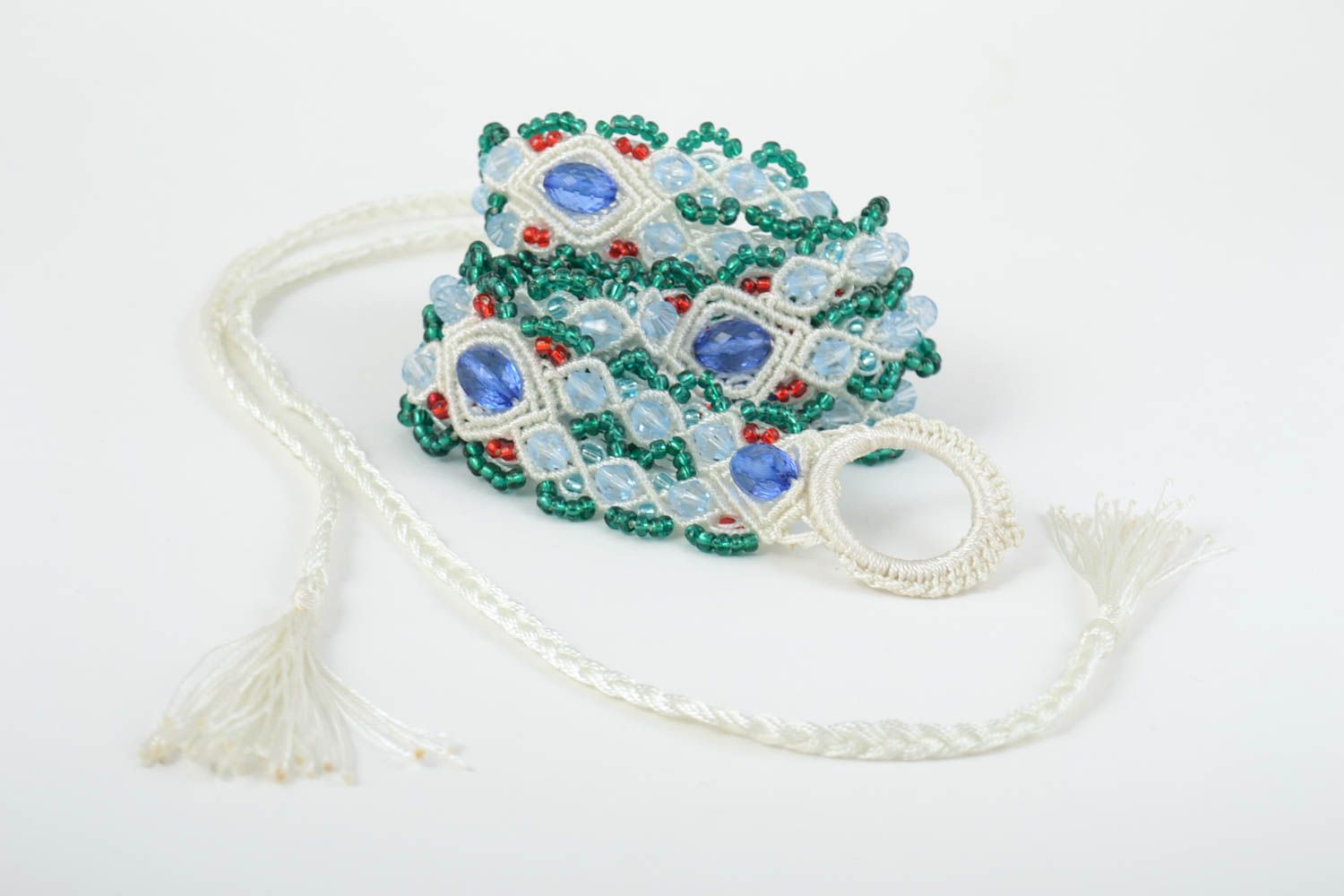 Beautiful handmade woven thread belt textile belt accessories for girls  photo 2