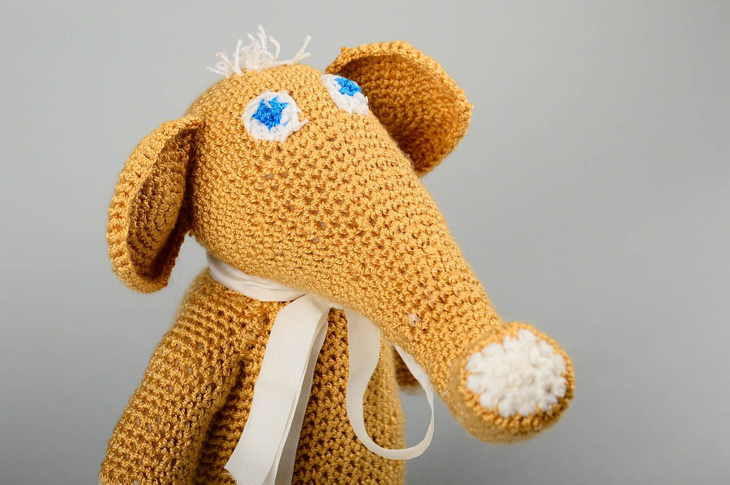 Peluche original juguete hecho a mano elefante marrón tejido regalo para niño foto 4
