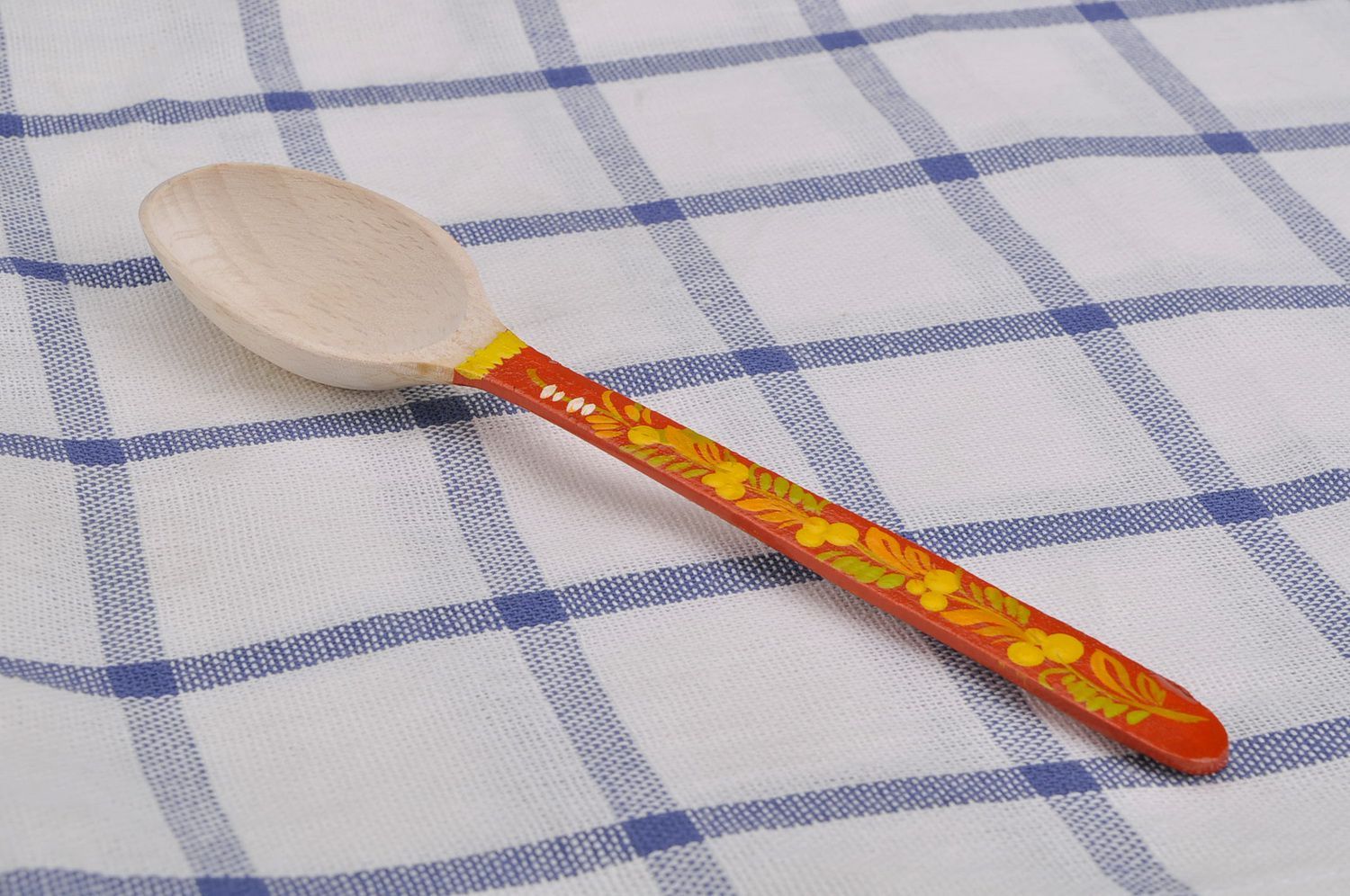 Wooden teaspoon with orange handle photo 5