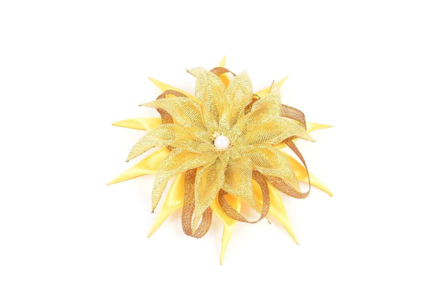 Pince cheveux fleur faite main Accessoire coiffure jaune Cadeau pour fille photo 2