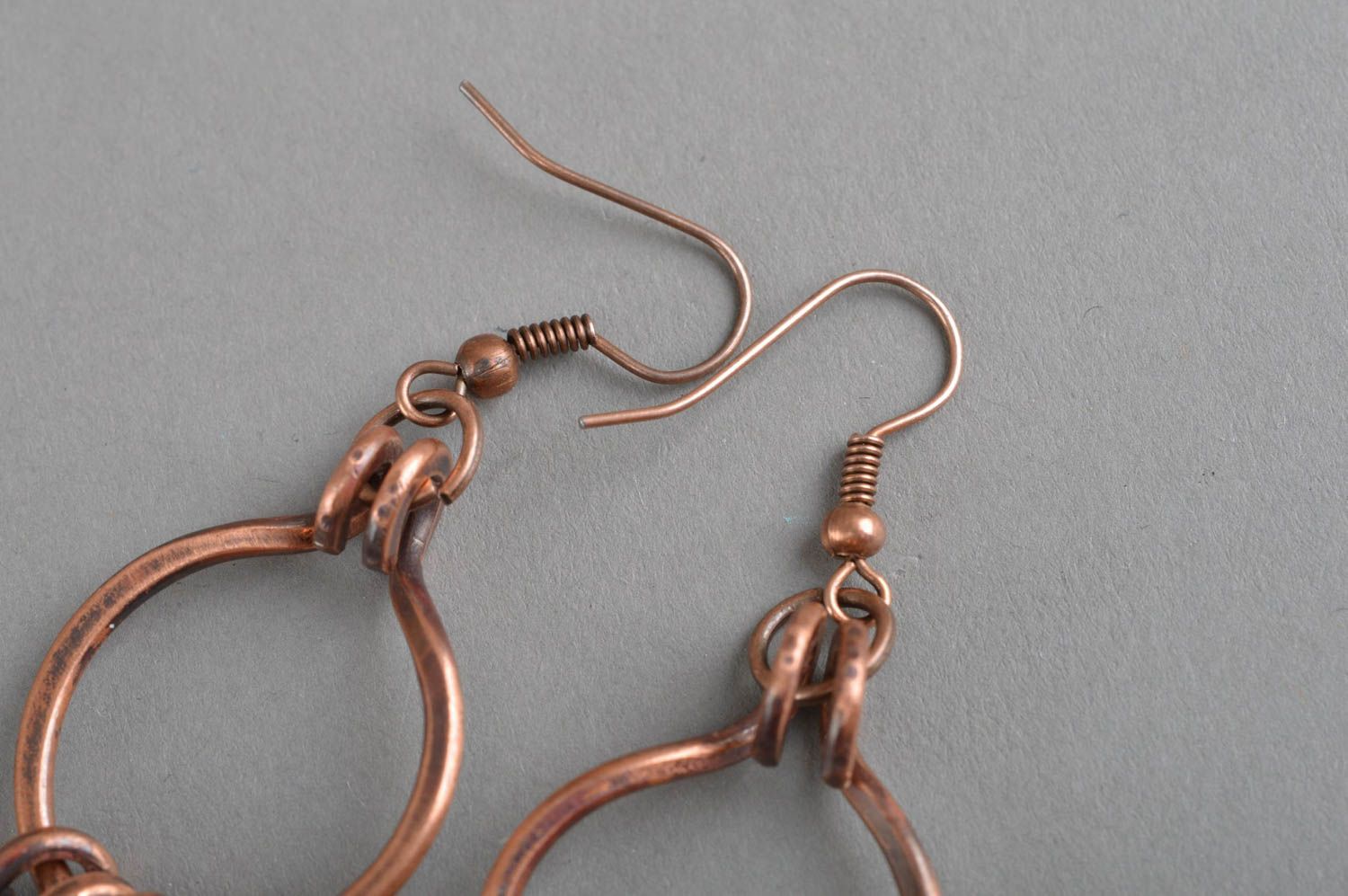 Metallische handmade Ohrringe aus Kupfer originell schön für Damen Geschenk   foto 4