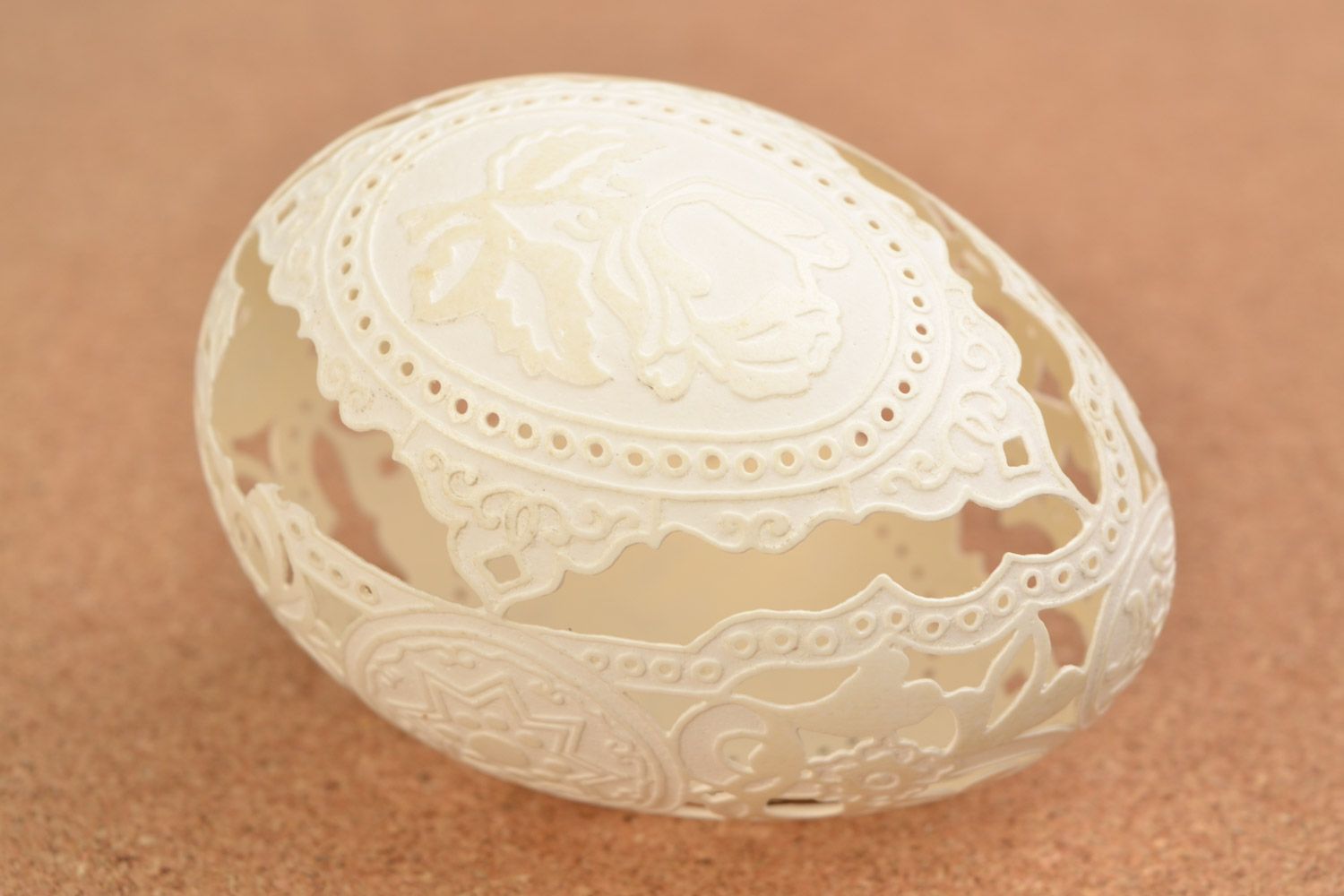 Beautiful lacy handmade Easter goose egg for gift vinegar etching photo 1