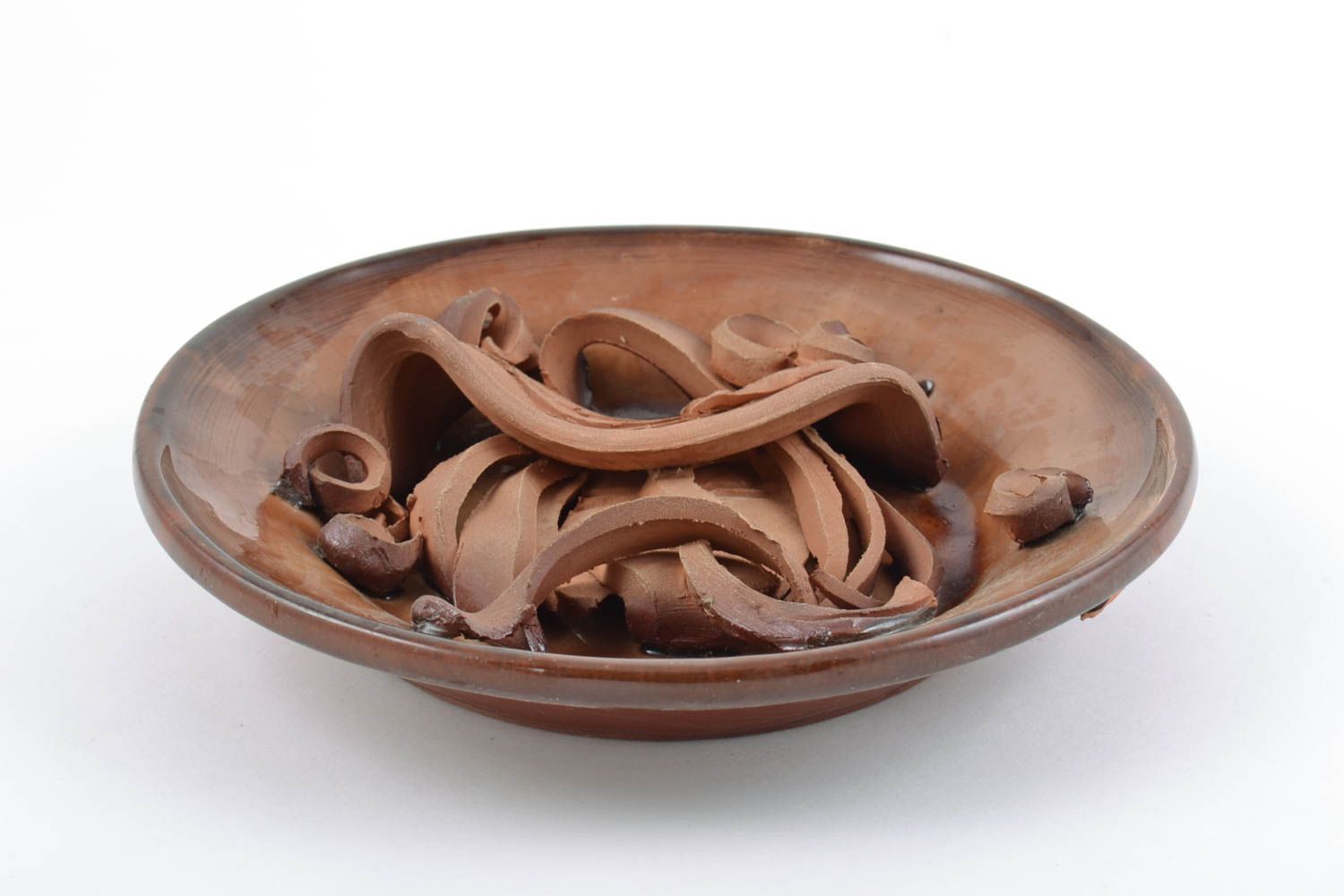 Handmade ceramic plate coated with glaze decorative unusual interior pottery photo 4