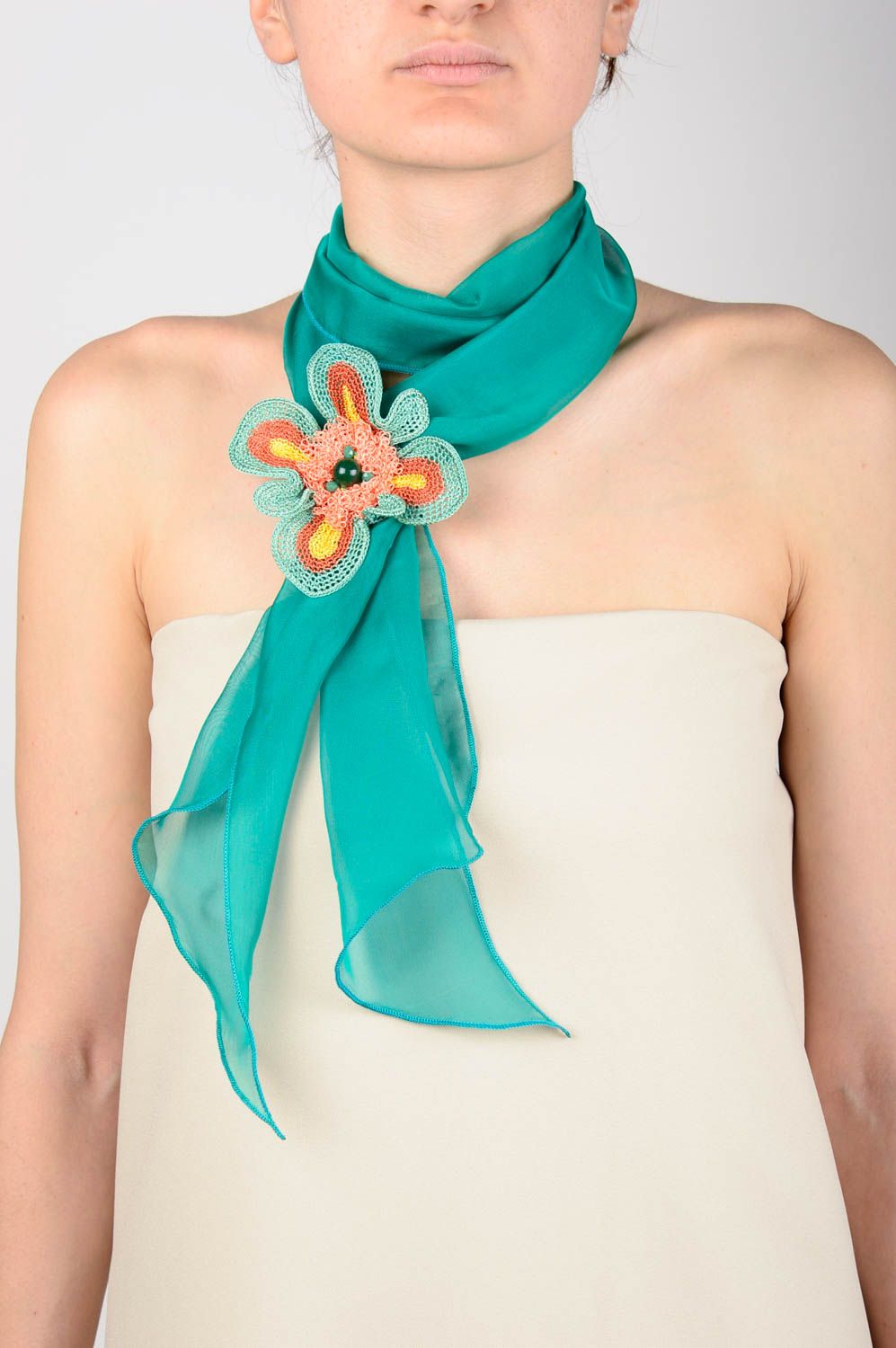Beautiful handmade scarf brooch jewelry scarf clip designer accessories photo 5