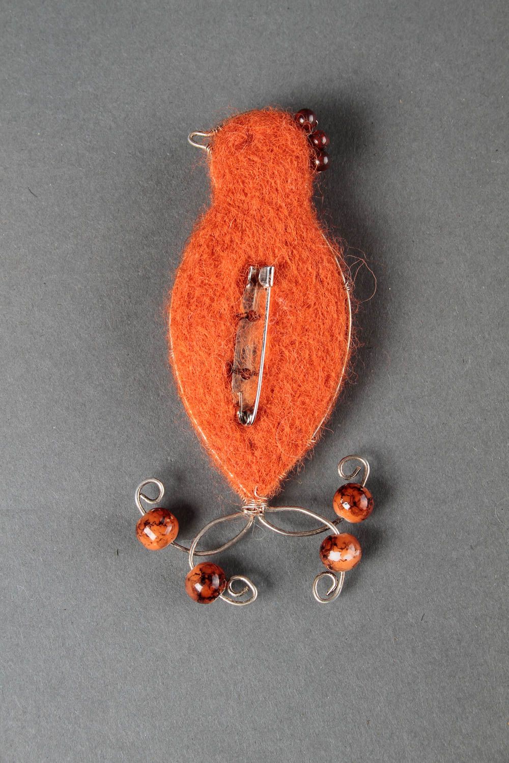 Broche de fieltro bisutería artesanal accesorio de moda pájaro naranja foto 4