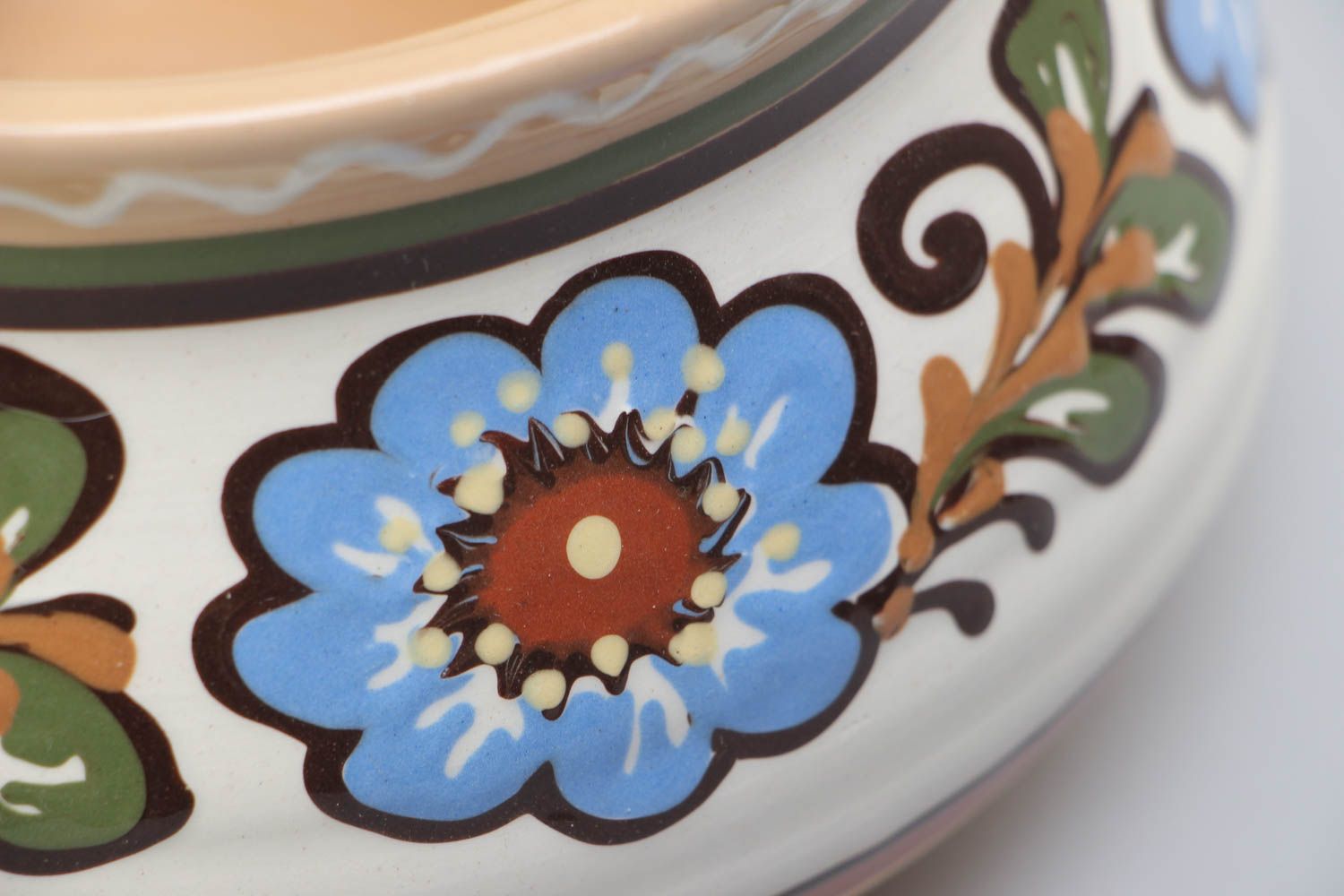Petit pot à cuire en céramique peint multicolore à motifs fait main 2 l photo 4