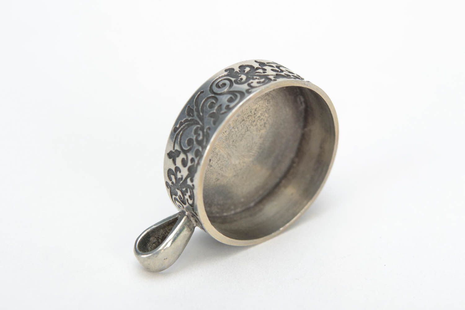 Beautiful blank for jewelry creation metal pendant handmade round accessory photo 2