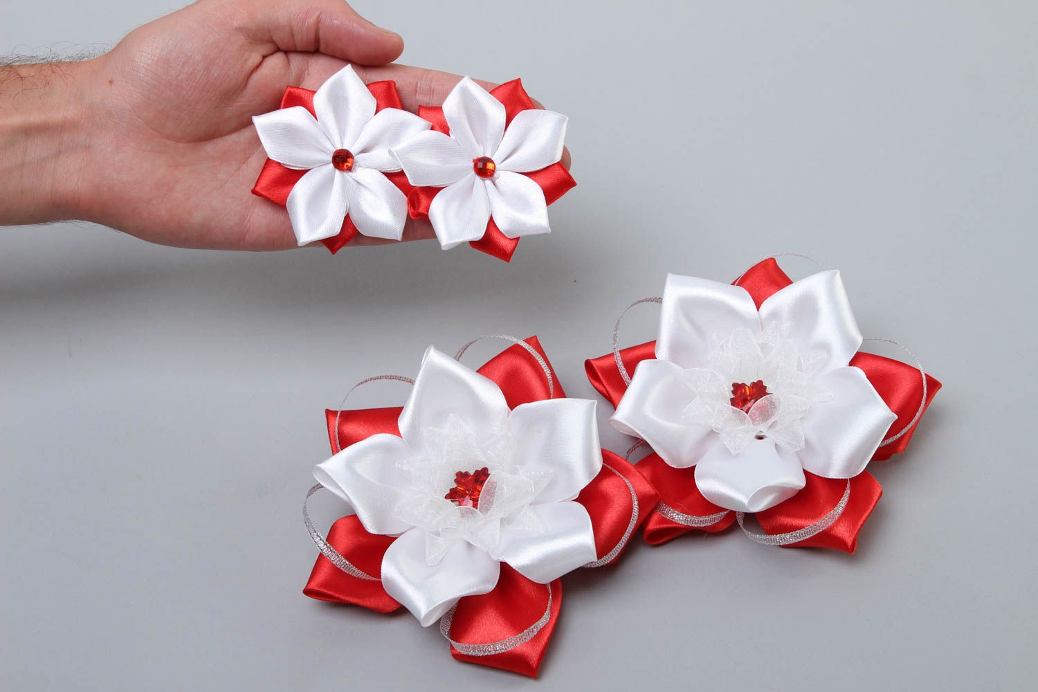 Flower hair clips designer hair accessory gift ideas unusual gift set of 4 items photo 5