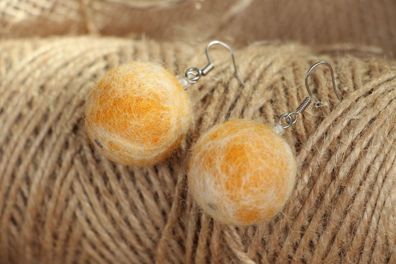 Earrings made of felted wool photo 3