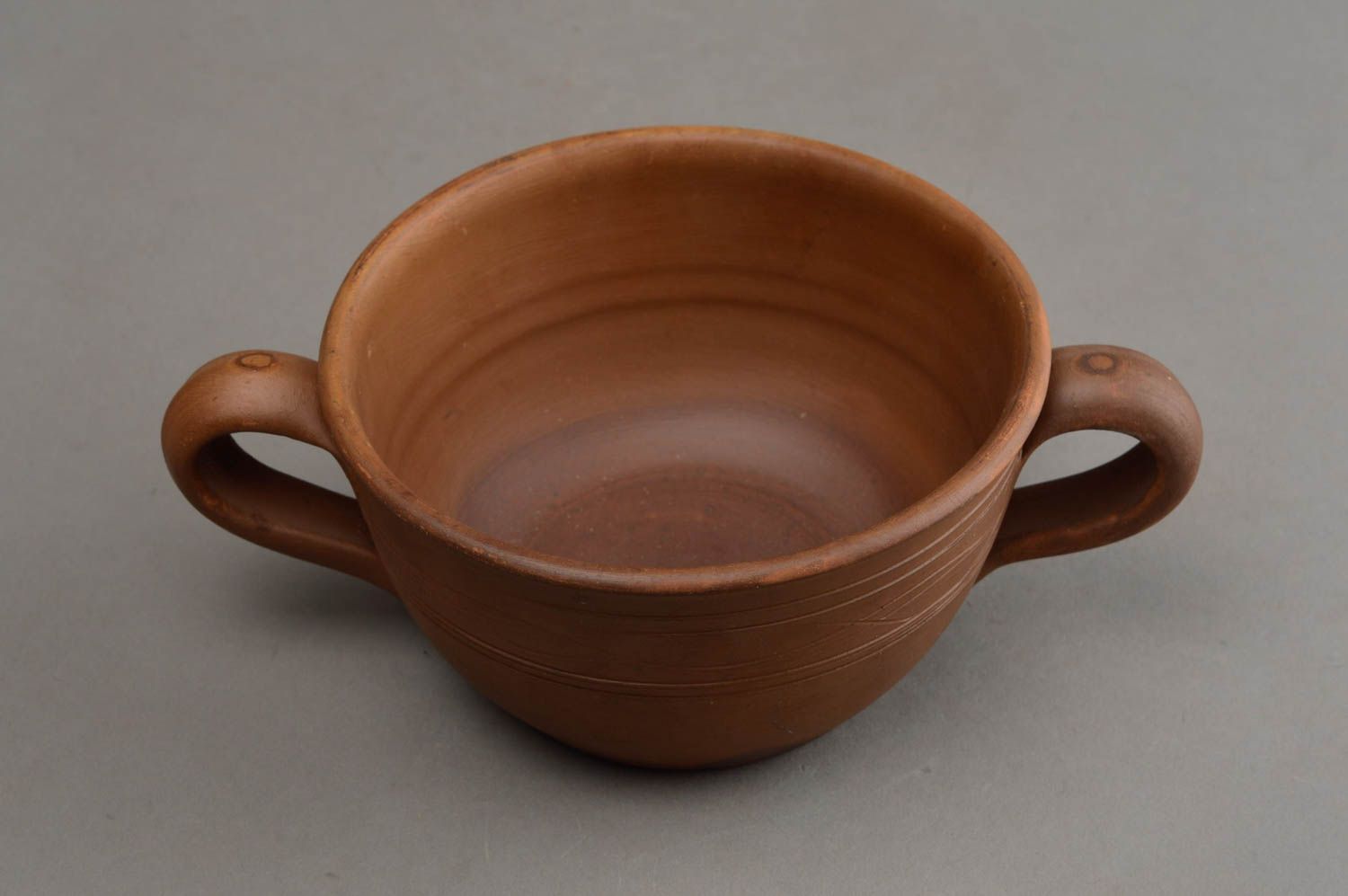 Handmade soup bowl with handles ceramic dish modern dinnerware ceramic cookware photo 3