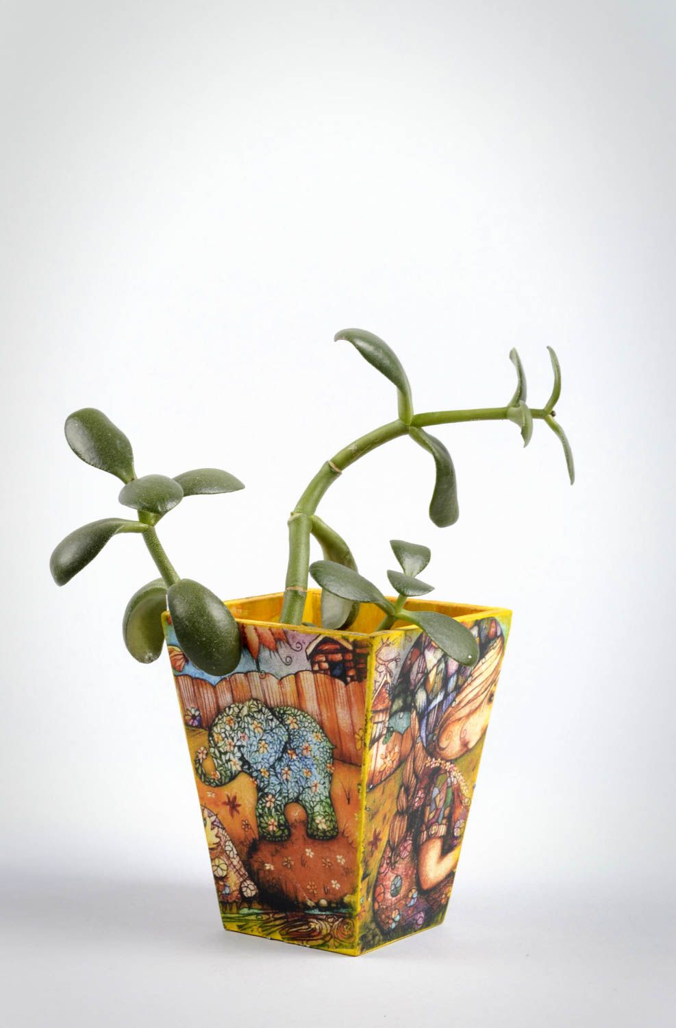 Portafiori fatto a mano vaso per fiori in decoupage vaso decorativo in legno
 foto 5