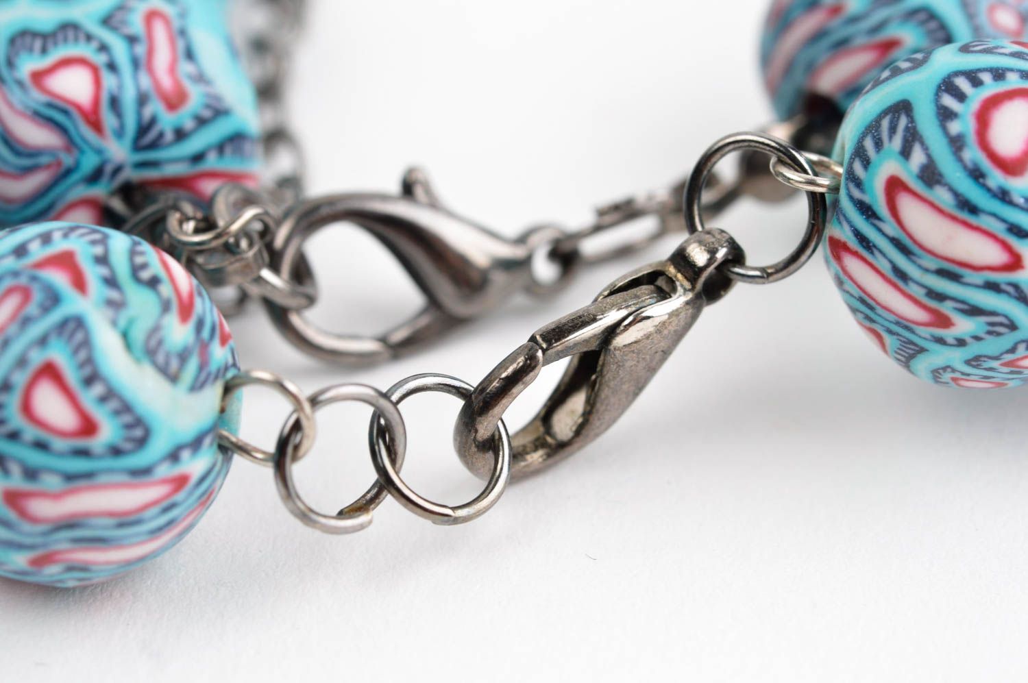 Parure collier bracelet Bijoux faits main bleus pâte polymère Cadeau femme photo 4