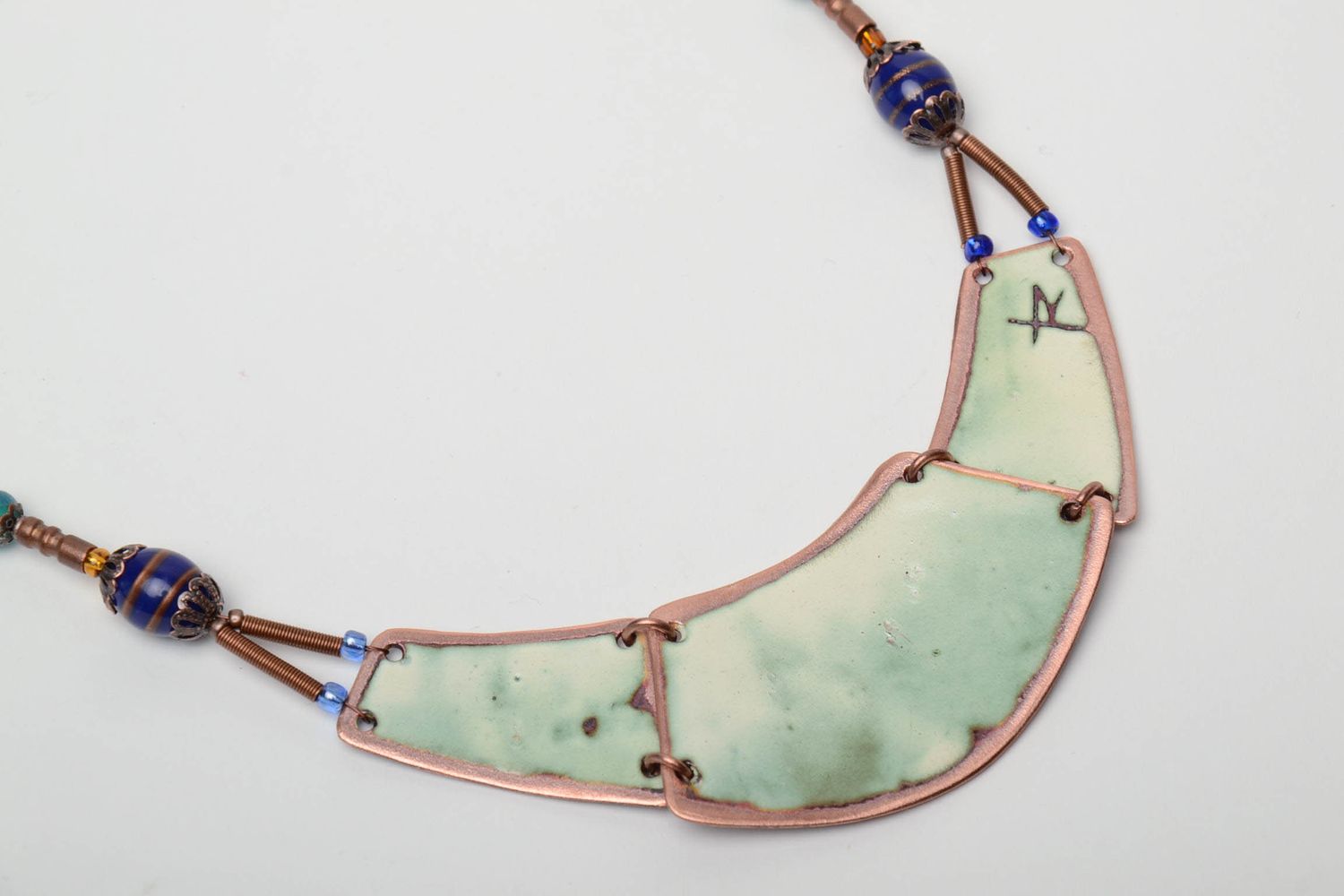 Blue enamel copper necklace photo 5