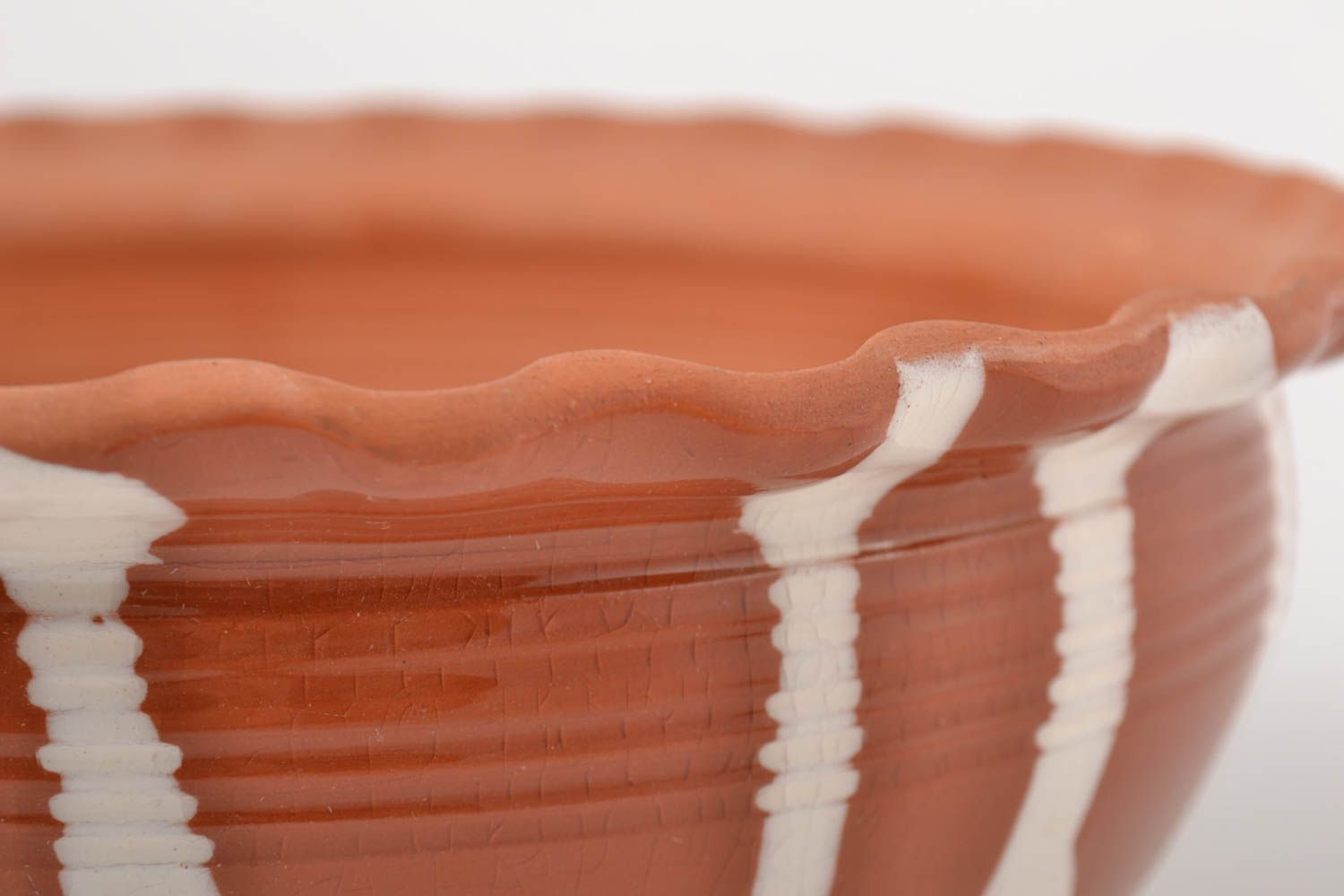 Handmade ceramic bowl painted clay bowl 2 litres clay dishware kitchen pottery  photo 3