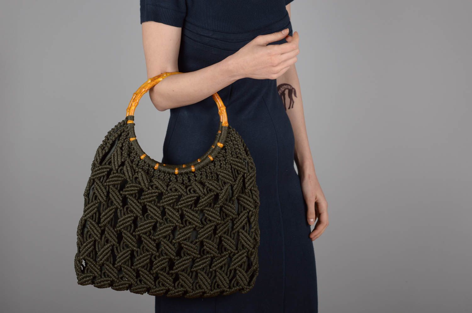Stoff Tragetasche handmade Handtasche Damen Designer Handtasche mit Griffen  foto 5