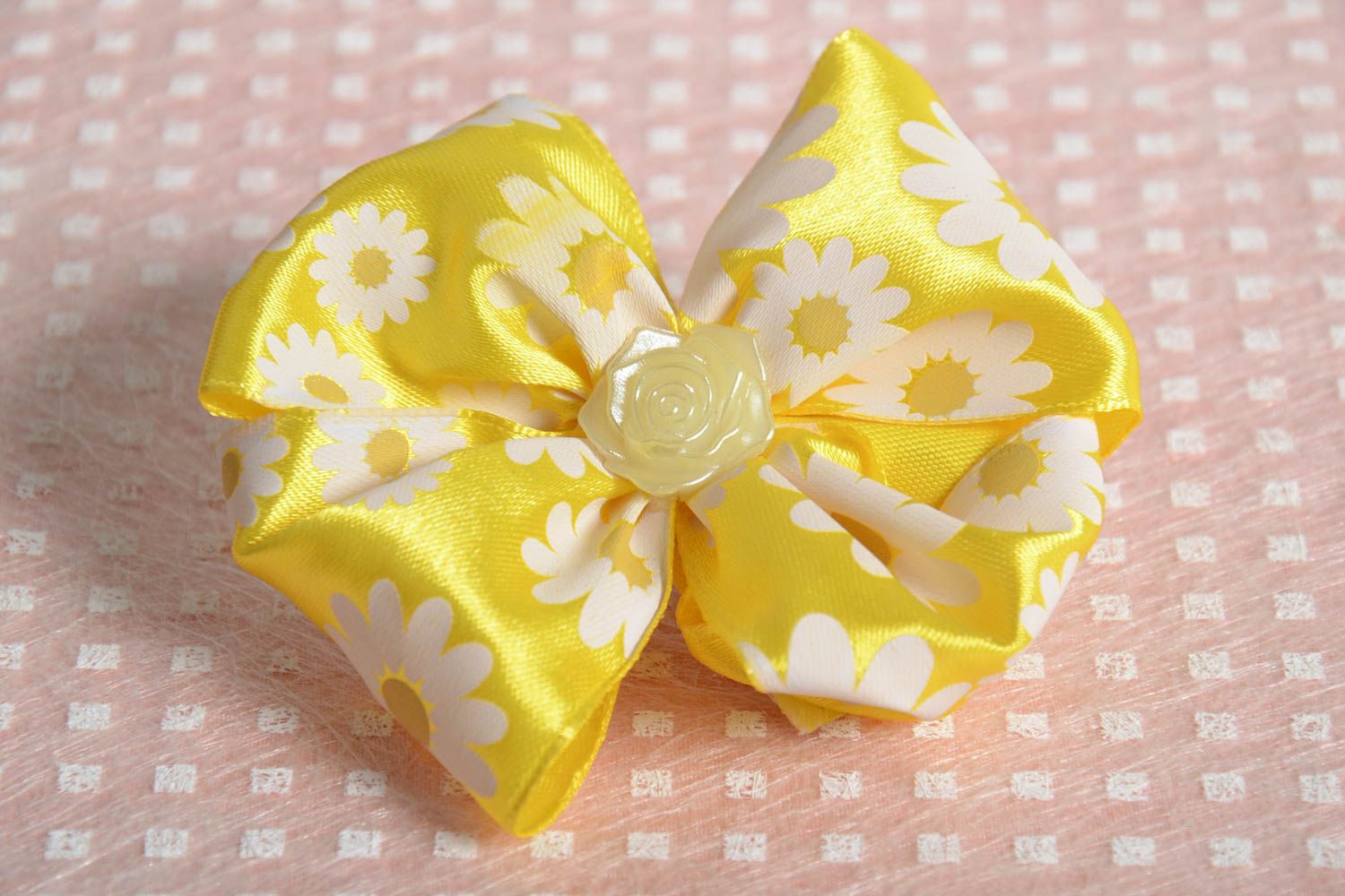 Handmade textile barrette designer bow hair clip hair bow gifts for her photo 1