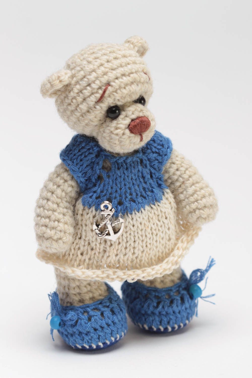 Beautiful handmade designer crochet soft toy bear for home decor photo 2