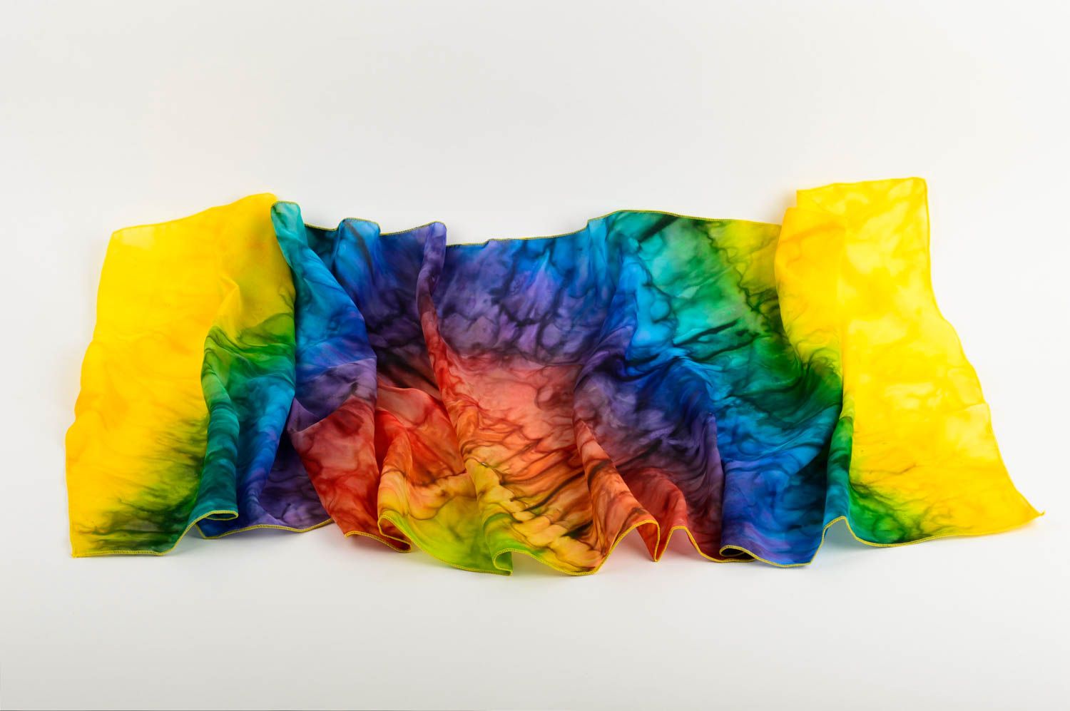 Foulard en mousseline de soie fait main peint multicolore Accessoire femme photo 2