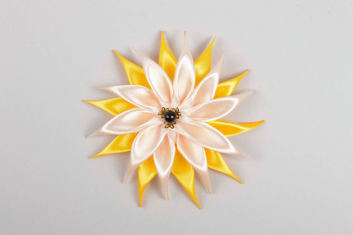 Gelb weiße Blume Haarspange handgemachter Schmuck Accessoire für Mädchen grell  foto 5