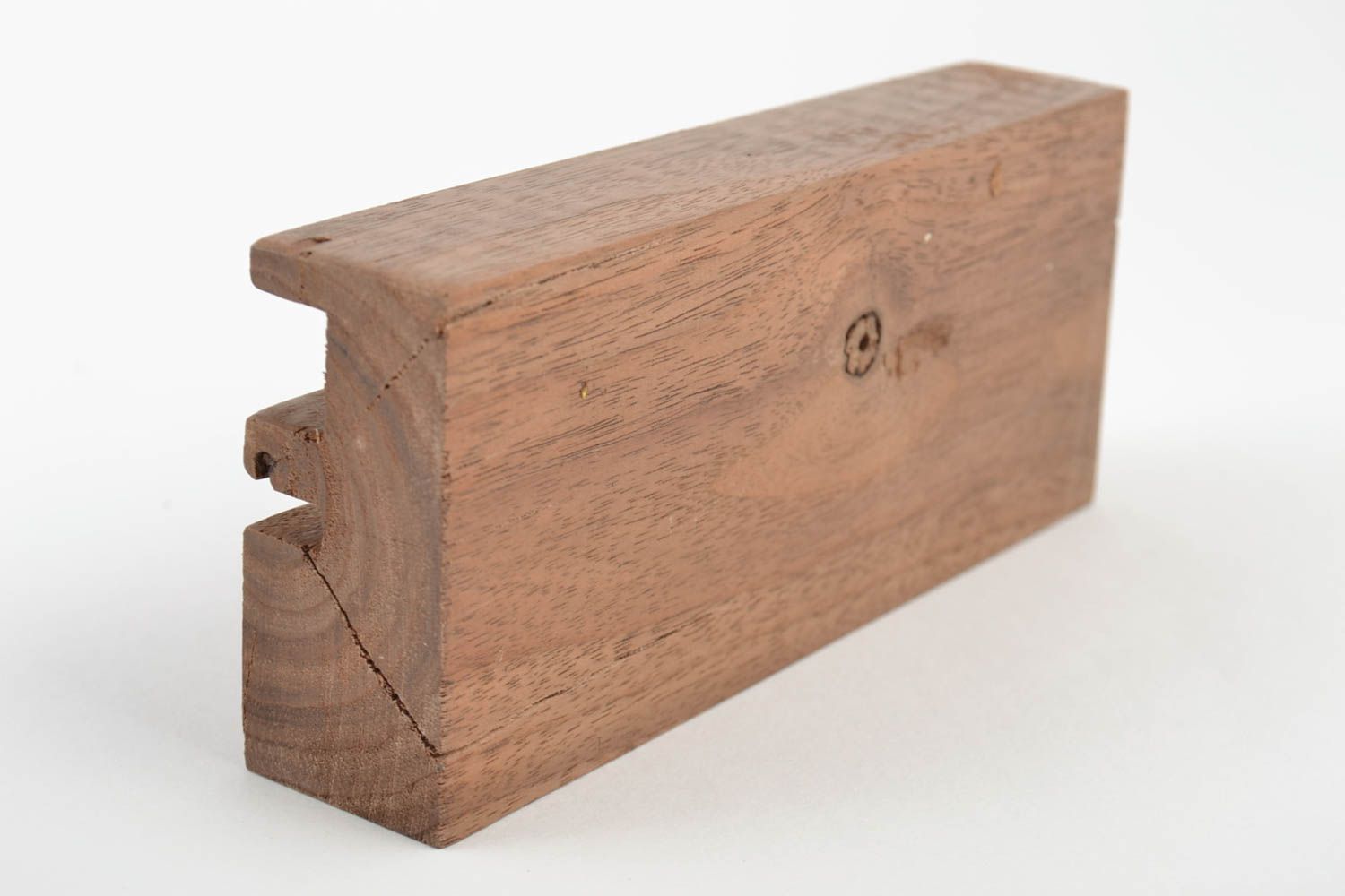 Sujetador para tablet ecológico de madera artesanal largo marrón estiloso foto 3