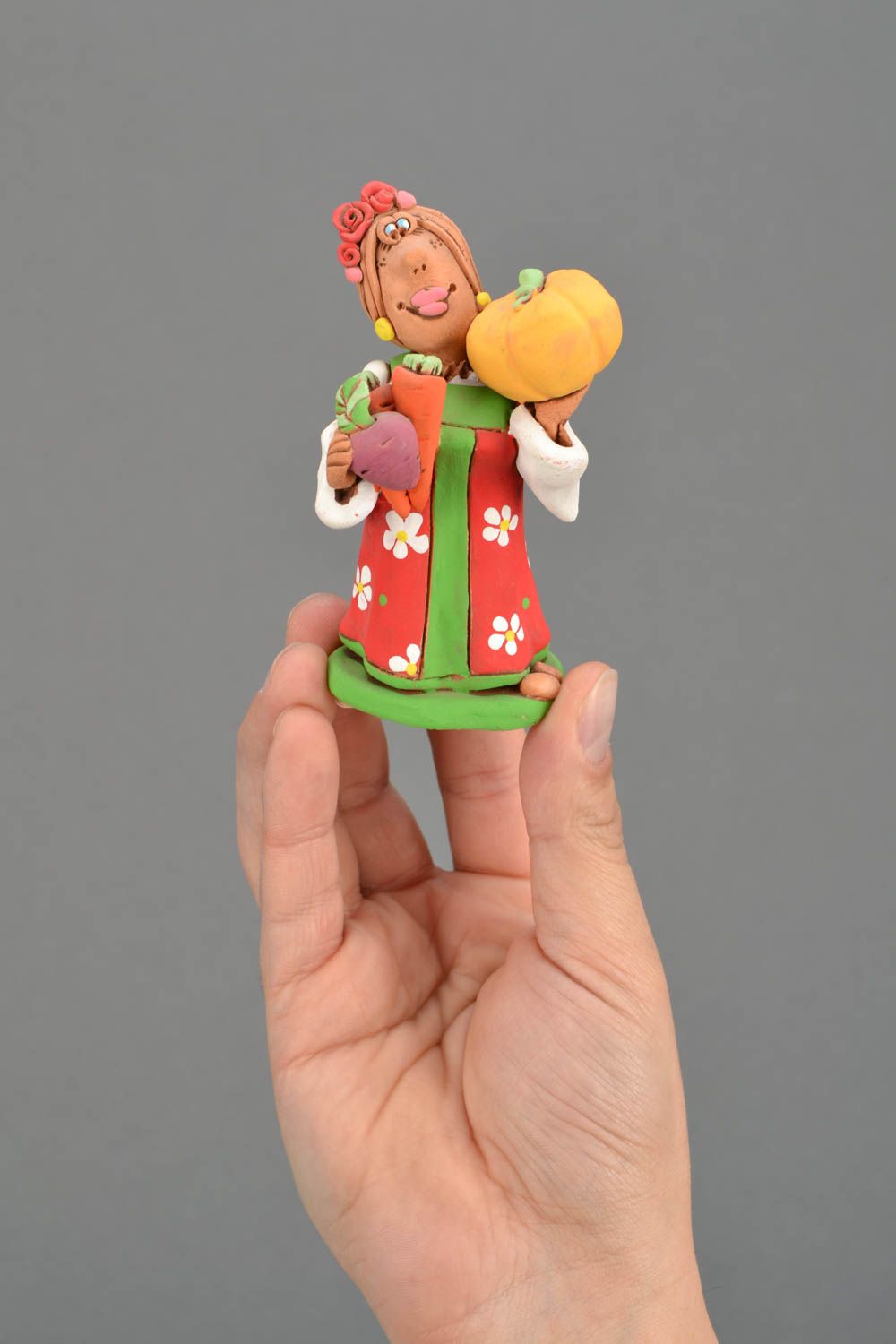 Ceramic figurine with painting Cossack Woman with Vegetables photo 2