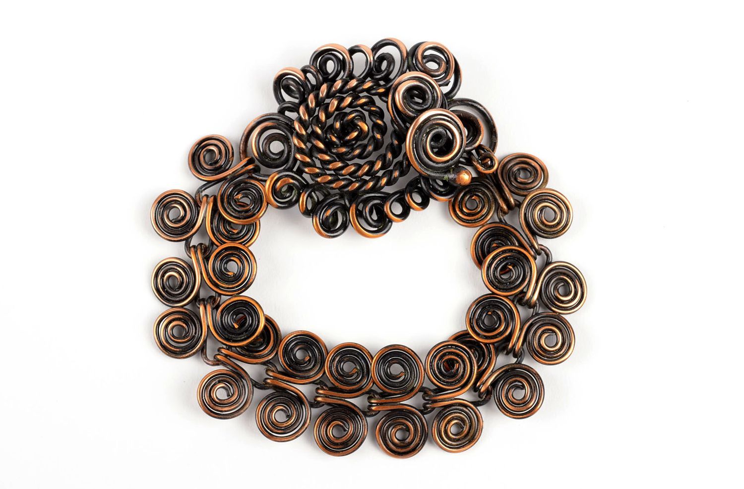 Bracelet large Bijou fait main en cuivre design de créateur Cadeau femme photo 2