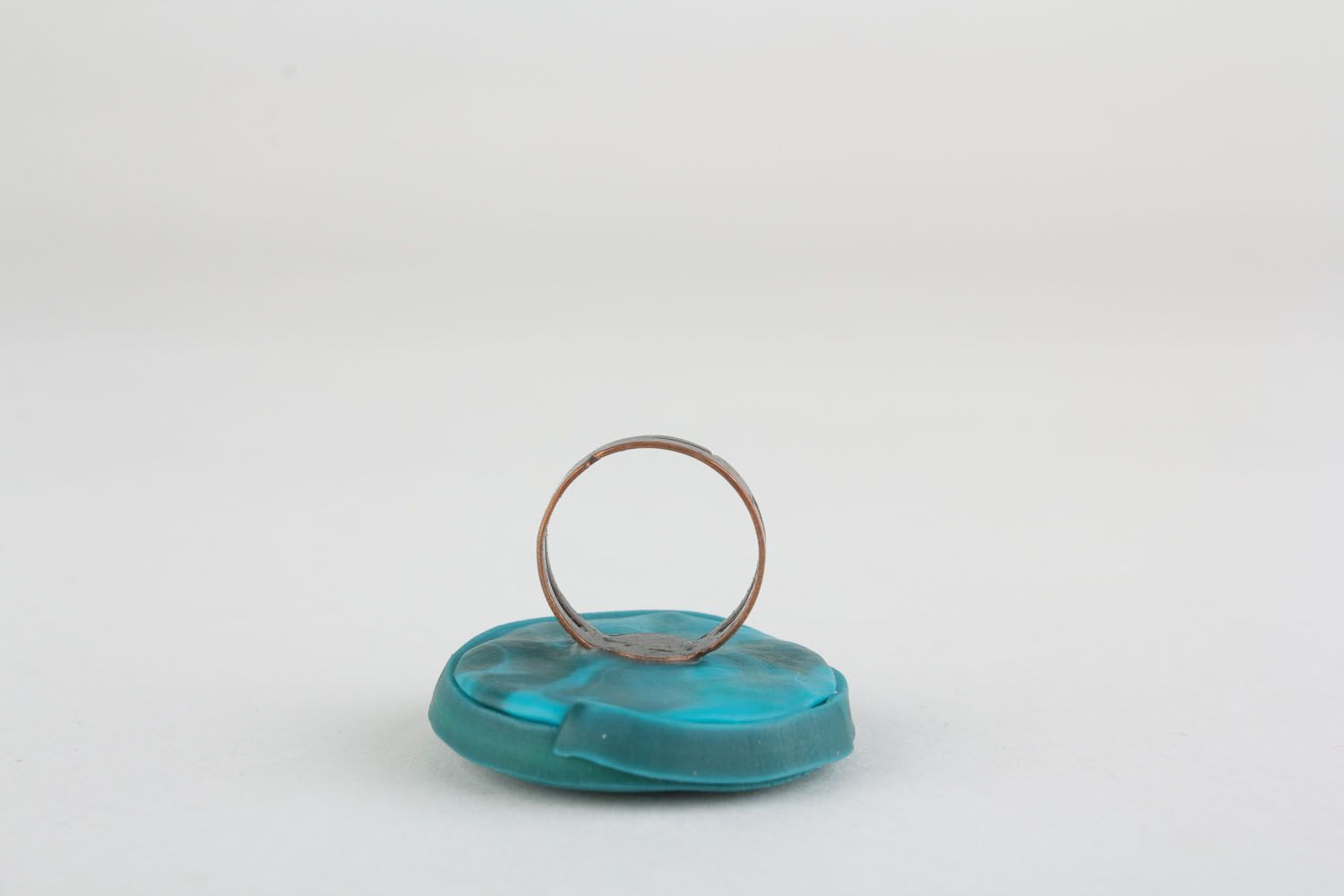 Кольцо из полимерной глины Бирюзовое фото 3