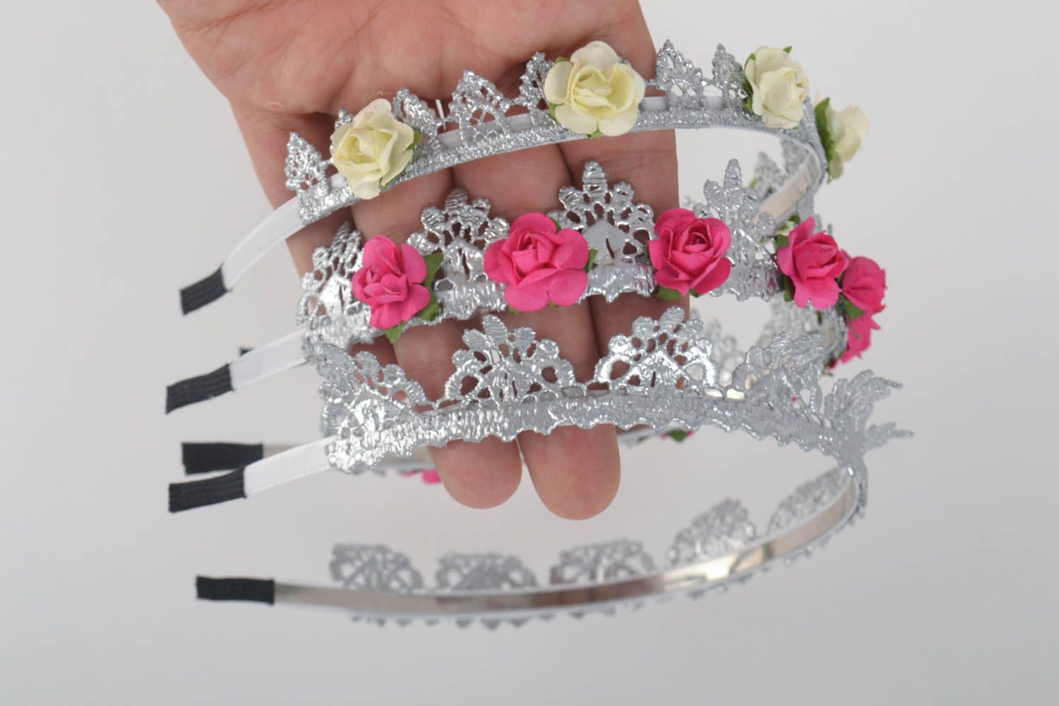 Corona de flores hecha a mano diademas artesanales accesorios para cabello foto 5