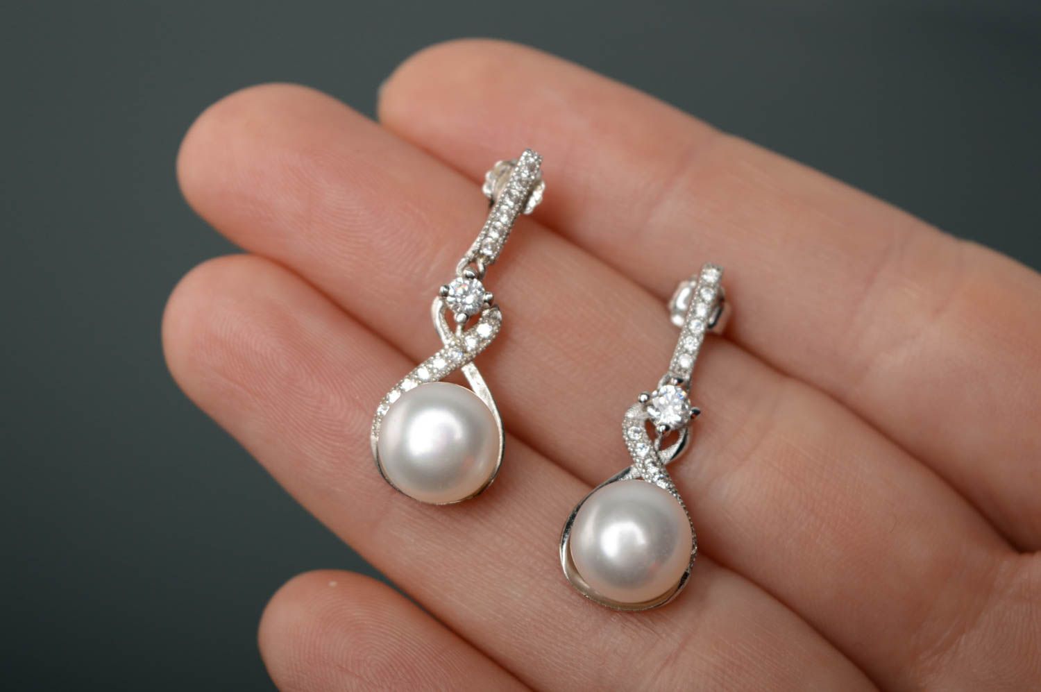 Boucles d'oreilles en argent avec perles d'eau douce photo 5