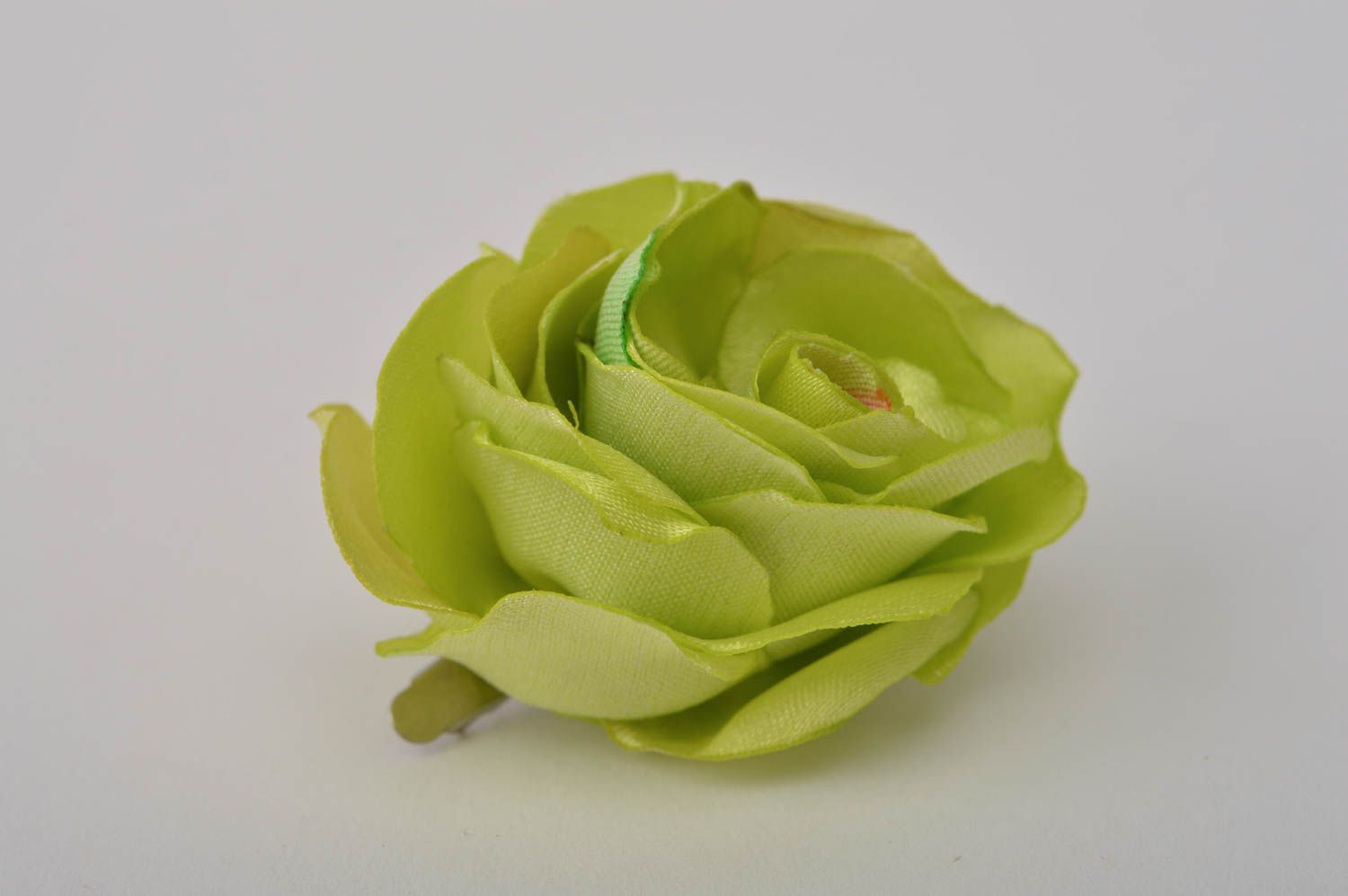 Украшение ручной работы заколка с цветком аксессуар для волос роза зеленая фото 8