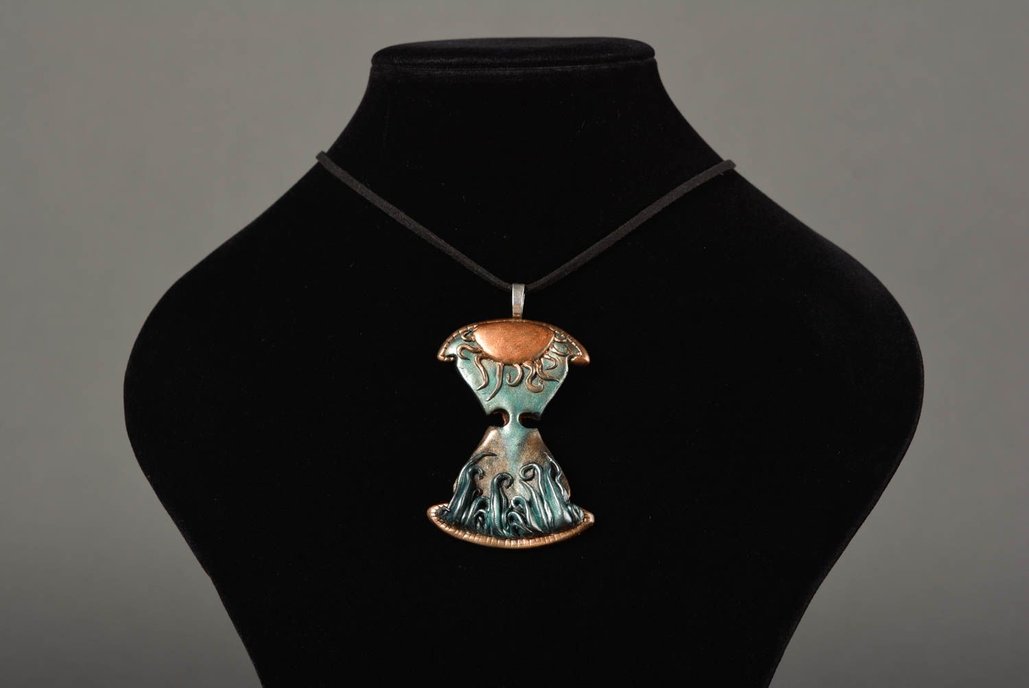 Handmade unique plastic necklace polymer clay pendant designer jewelry present photo 2