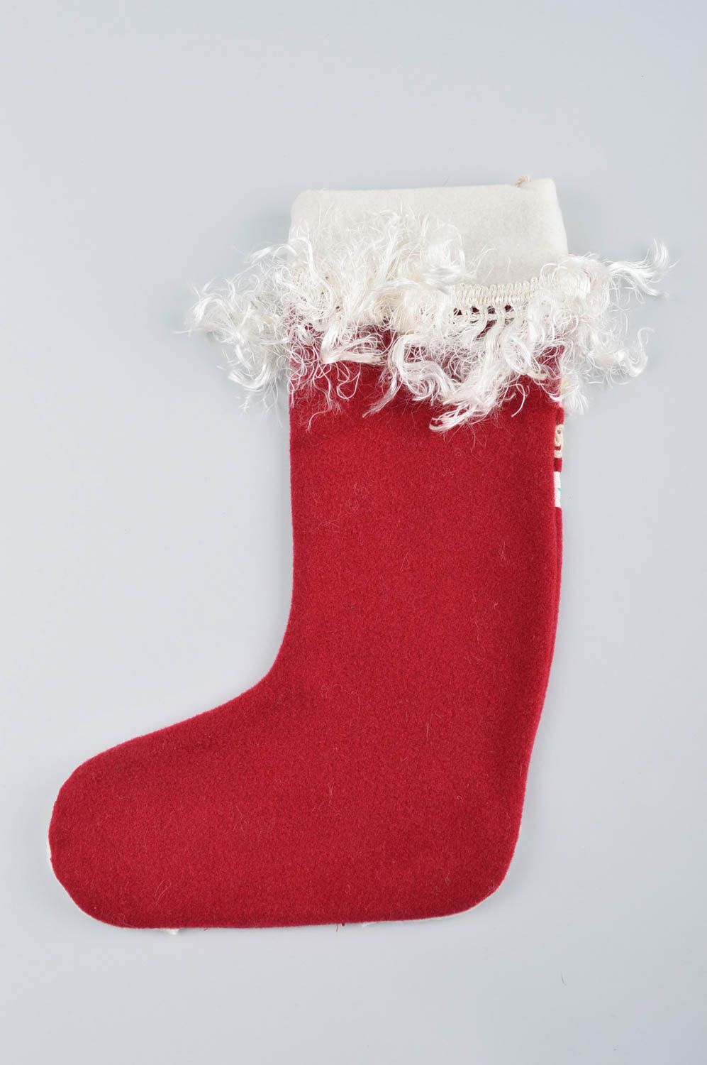 Chaussette Noël faite main Déco Noël rubans rouge tissu Décoration à suspendre photo 4