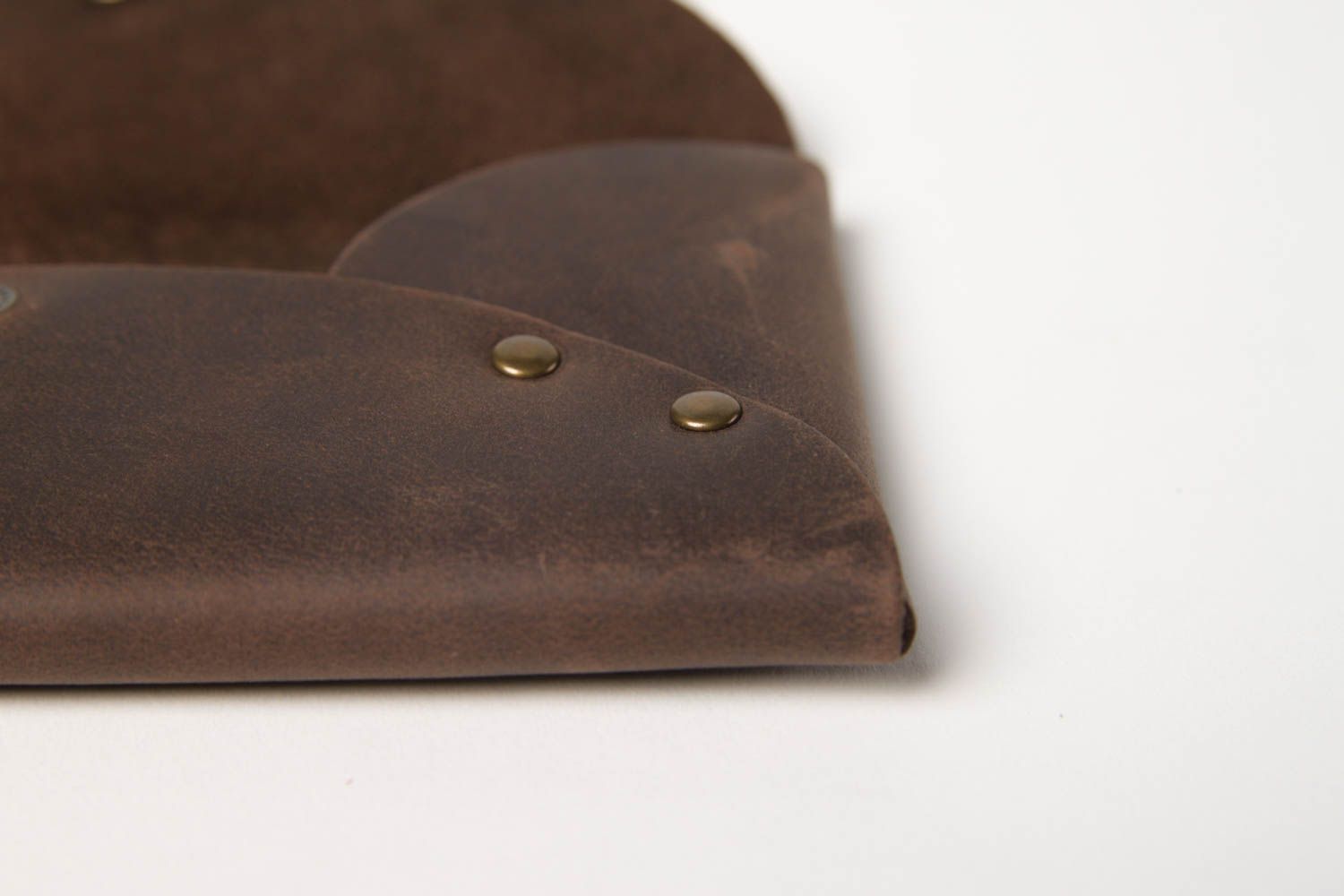 Коричневый кошелек ручной работы кожаный кошелек на кнопке кожаный аксессуар фото 5