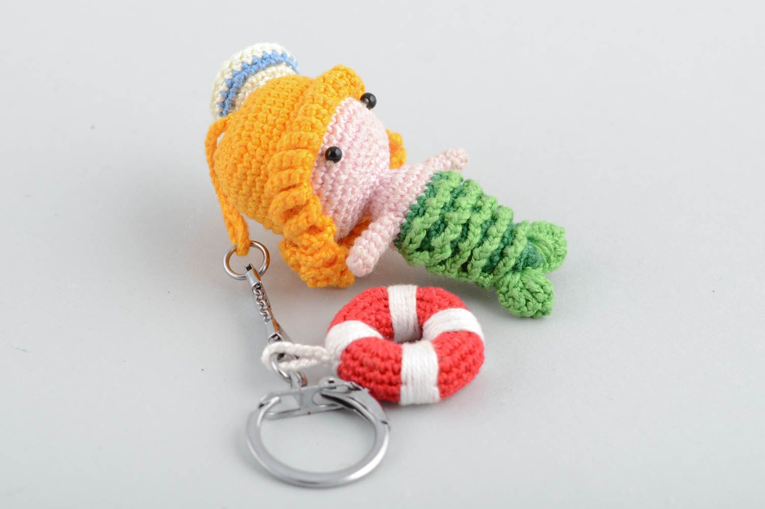 Keychain with crocheted soft toy small mermaid for children hand made photo 2