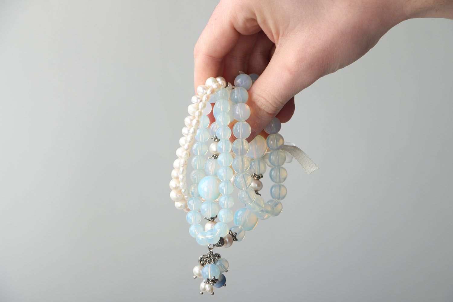 Bracciali di perle fatti a mano braccialetti originali da polso per donna foto 4