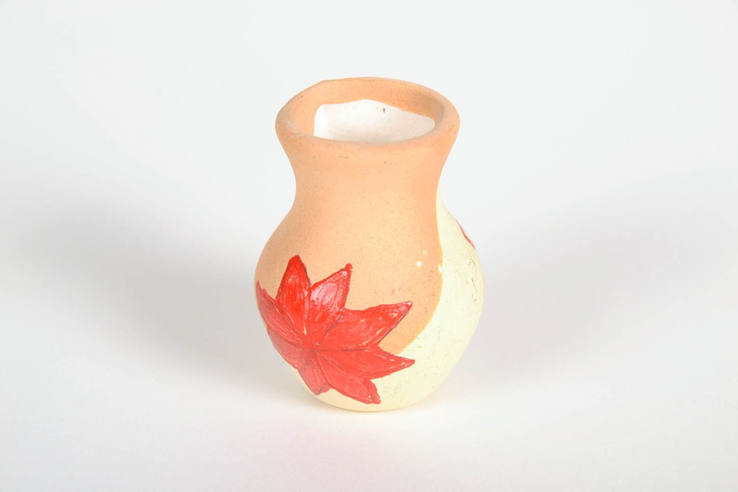 Little handmade clay pitcher shelf figurine with handle 0,06 lb photo 5