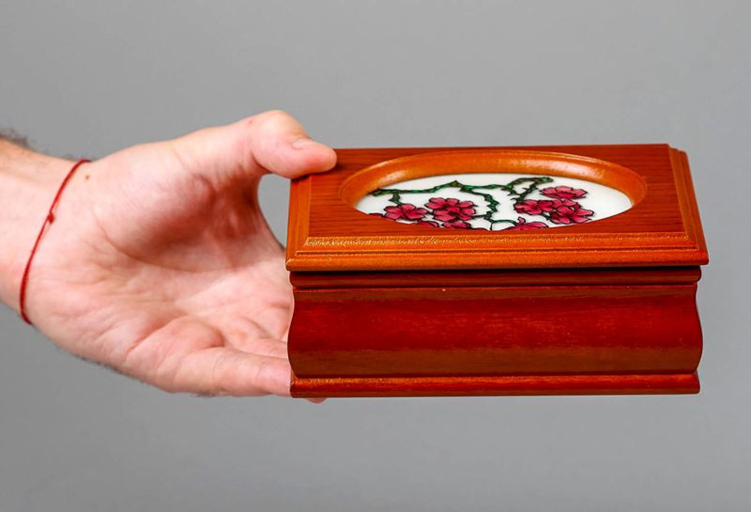 Jewelry box with stained glass painting Sakura photo 5