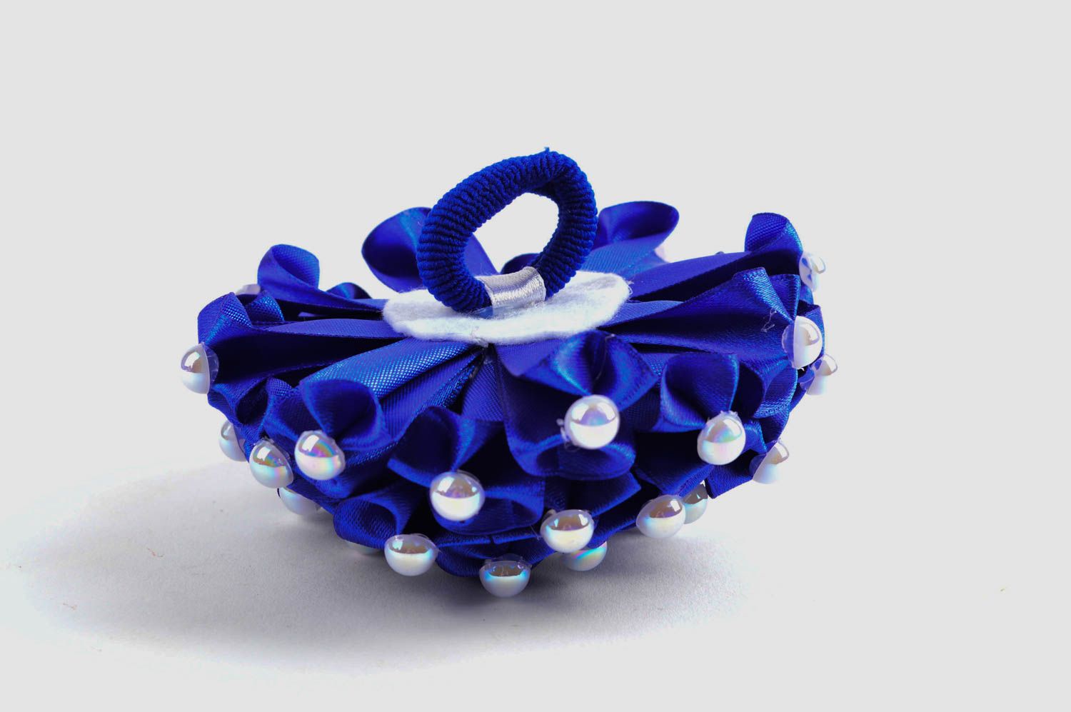 Goma de pelo hecha a mano accesorio para niñas coletero para el pelo azul foto 4