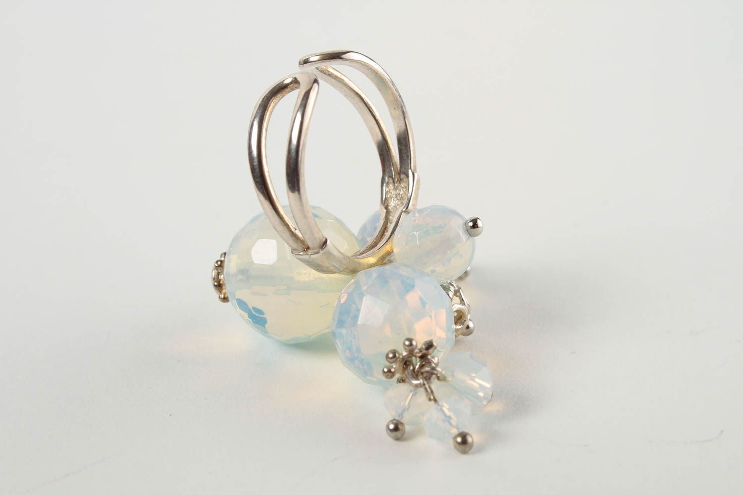 Женское кольцо ручной работы серебряное кольцо с опалитом серебряное украшение фото 5