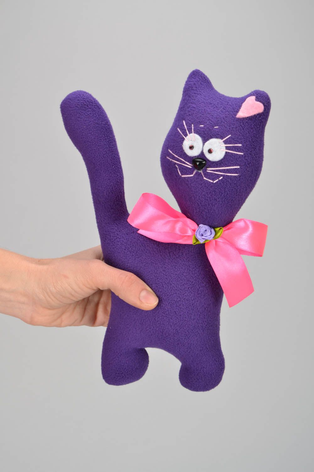 Jouet mou fait main chat violet  photo 1