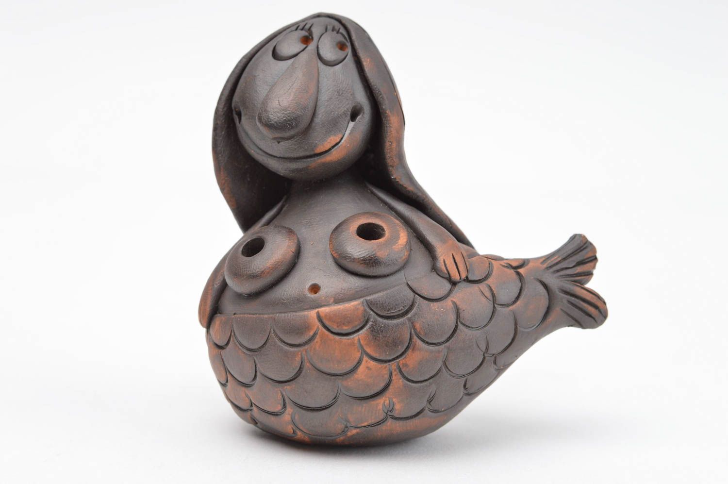 Handmade ceramic whistle clay whistle folk musical instruments ceramic figurine photo 2